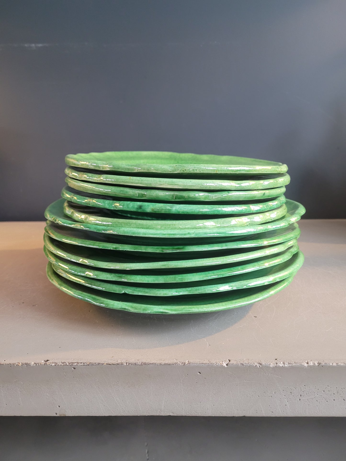Serie d'assiettes Vallauris vertes - Ref 478