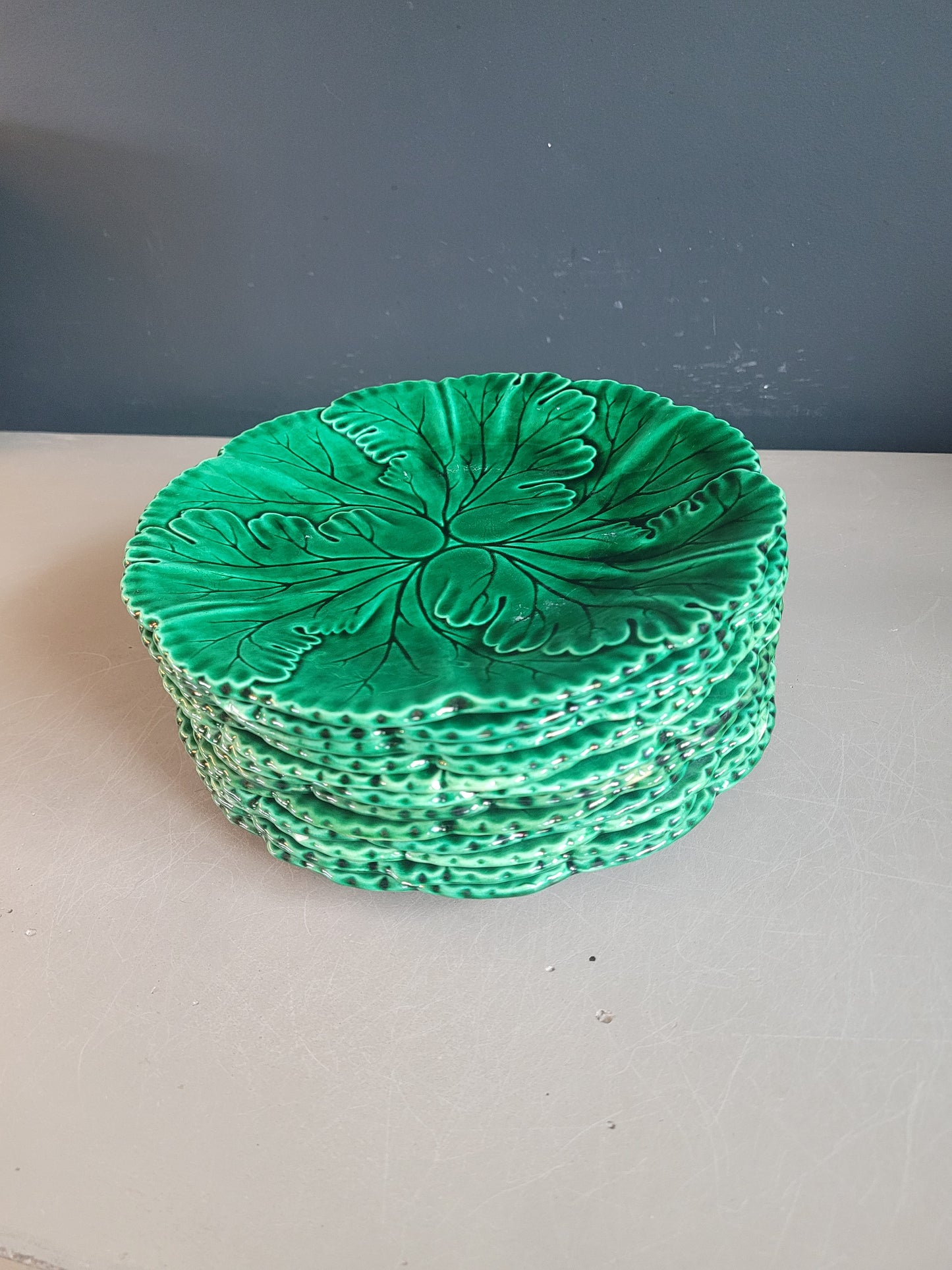 12 assiettes Rigal & Sanejouand faïencerie Clairefontaine en barbotine - Ref 631