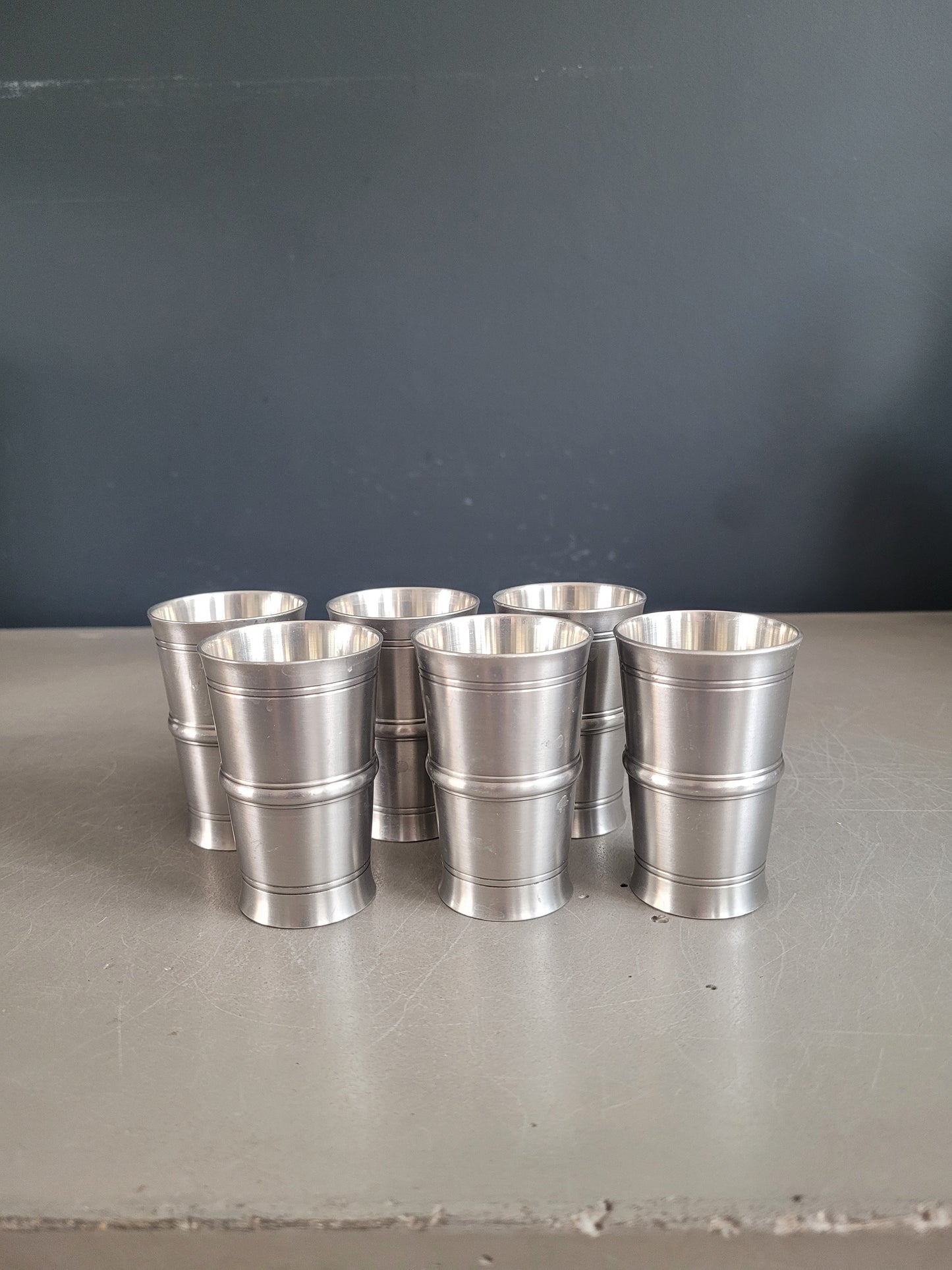 Lot de 6 gobelets Baehler en étain fin - Ref 504