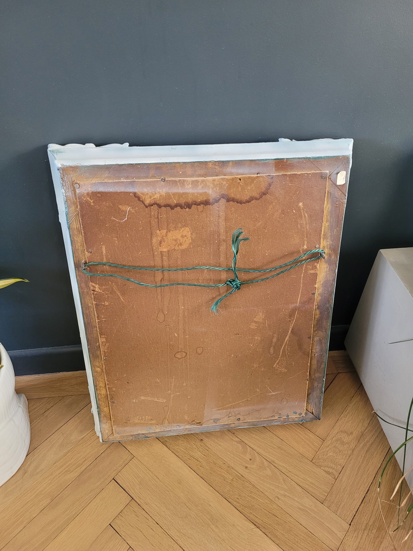 Miroir ancien avec cadre en bois peint - Ref 114