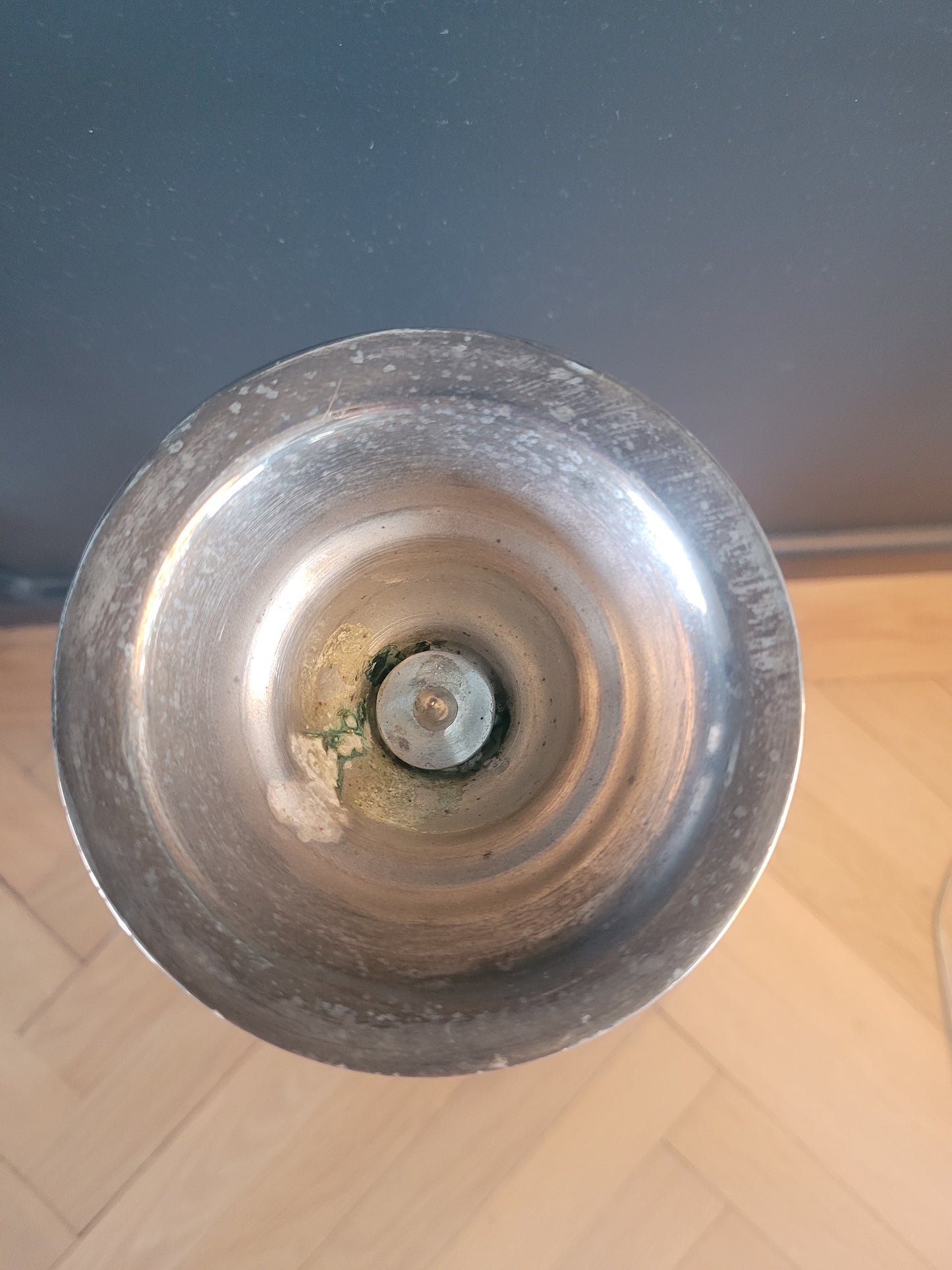 Grand bougeoir ancien 45cm en métal argenté - Ref 321