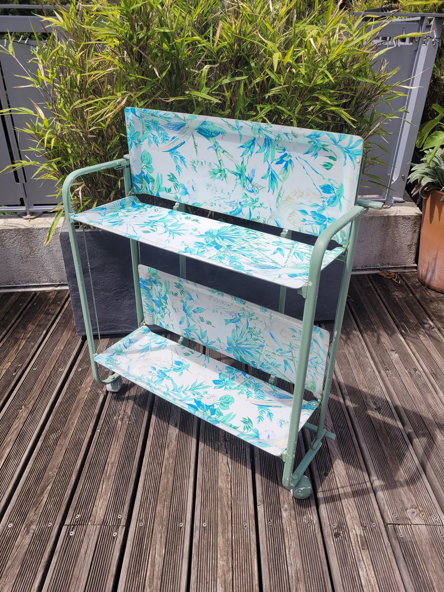 Desserte pliante vintage à fleurs - Ref 468