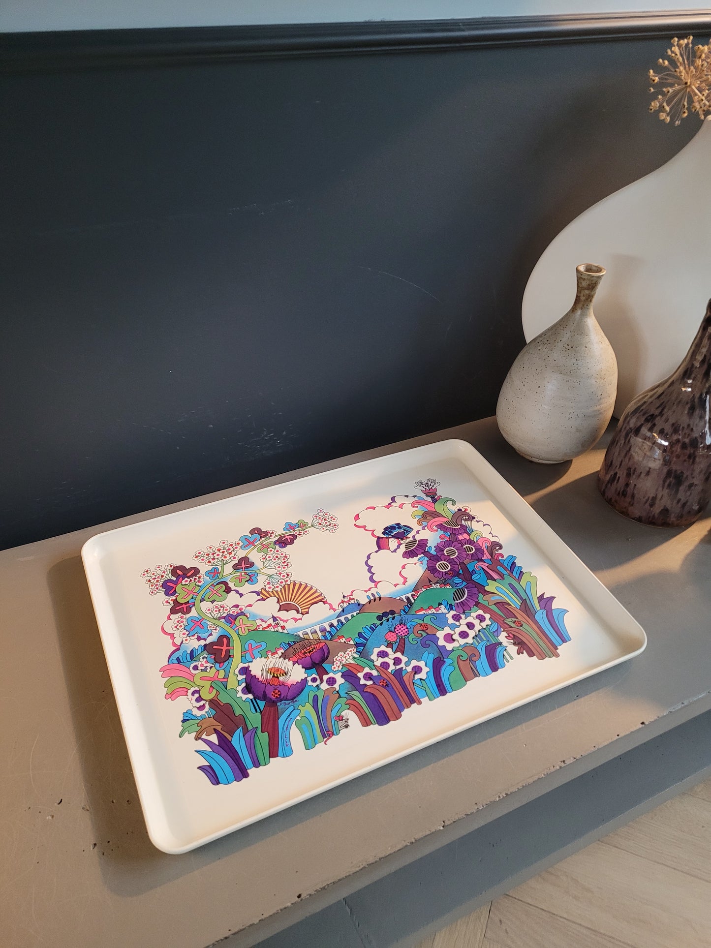 Plateau des années 70 illustré par Jean-Paul Barthe pour Tupperware - Ref 652