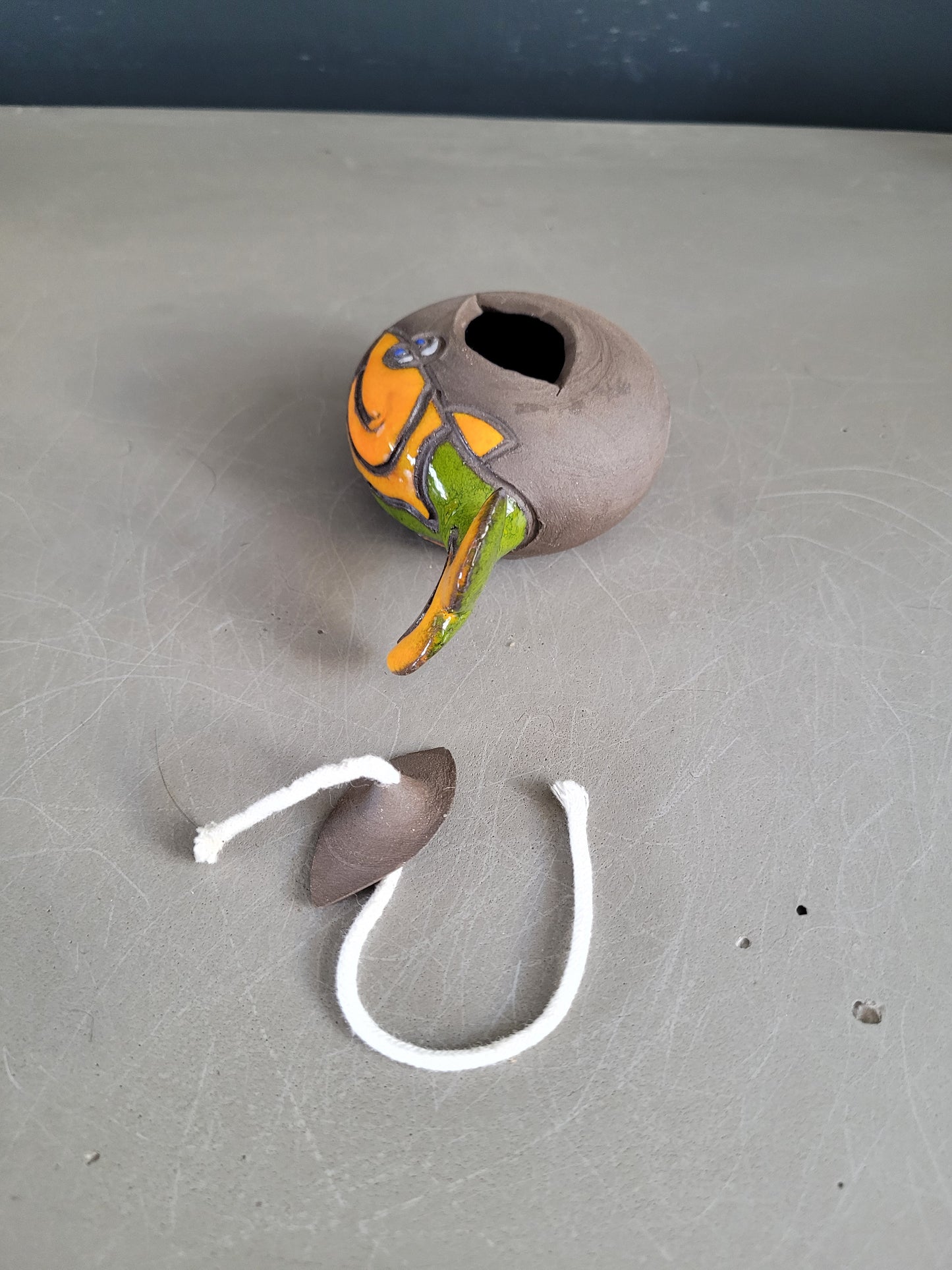Lampe à huile en céramique émaillée- Ref 451