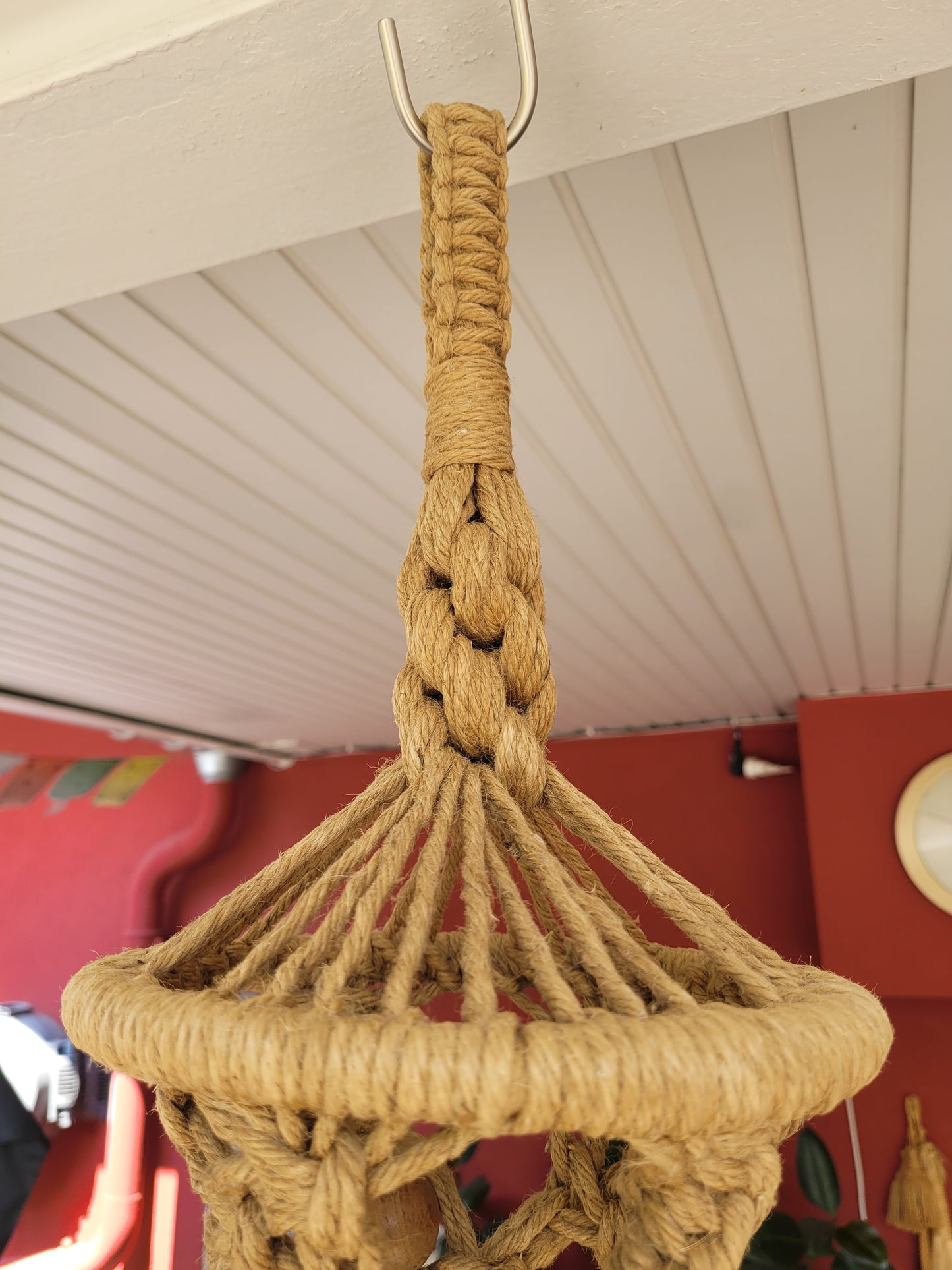 Grand porte-plante en macramé vintage - Ref 459