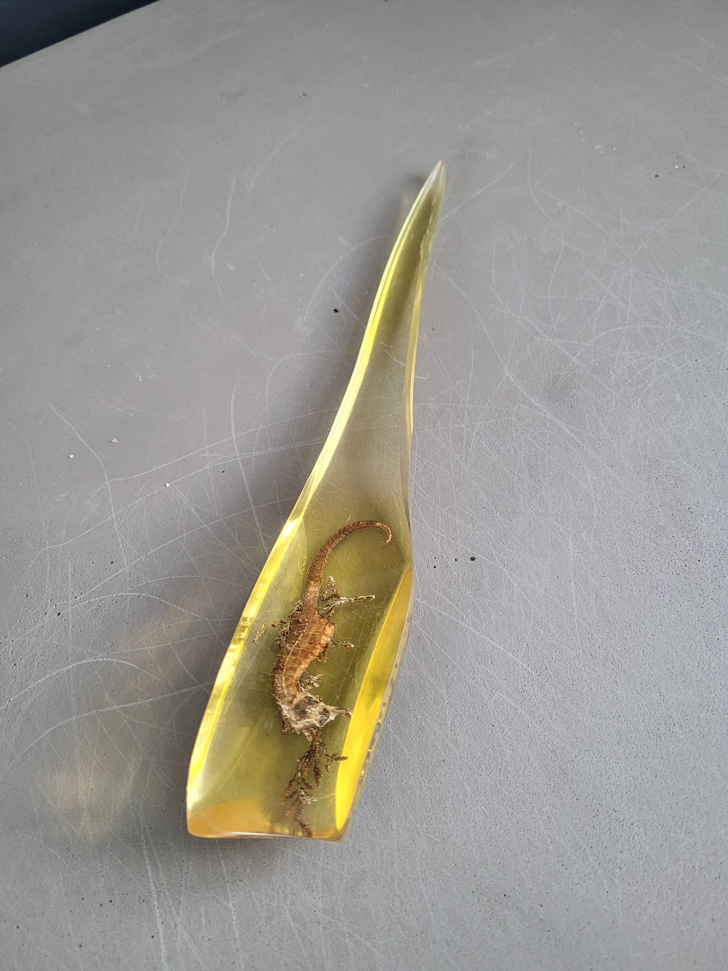 Coupe-papier ouvre-lettre vintage en résine à inclusion hippocampe - Ref 328