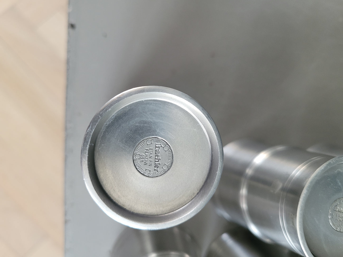 Lot de 6 gobelets Baehler en étain fin - Ref 504