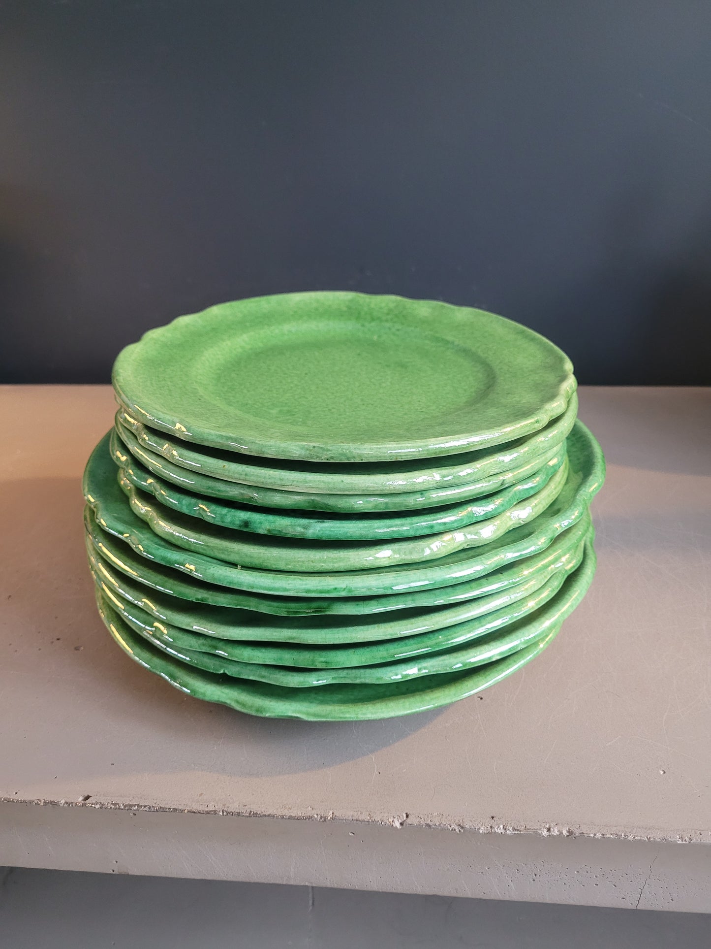 Serie d'assiettes Vallauris vertes - Ref 478