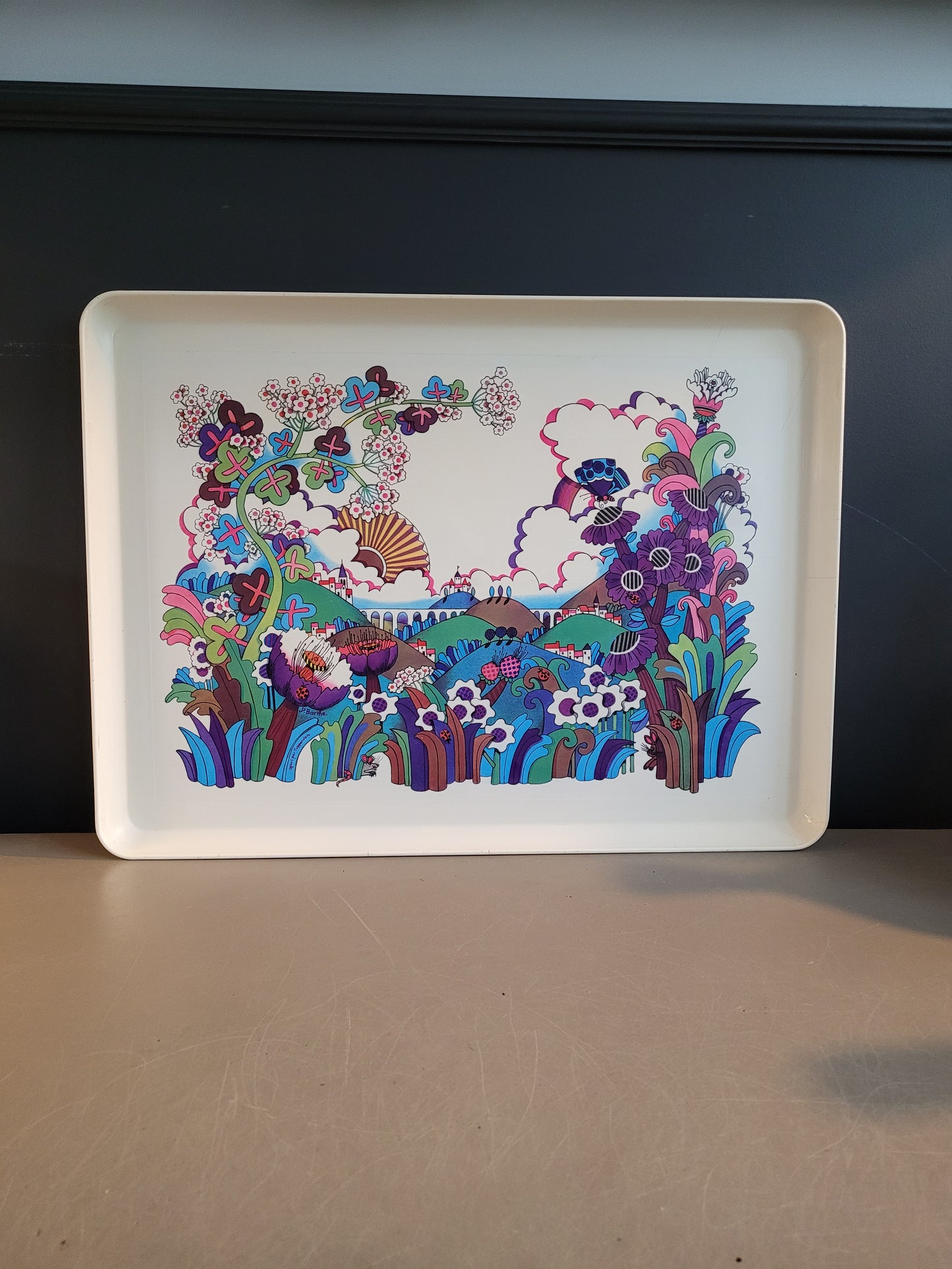 Plateau des années 70 illustré par Jean-Paul Barthe pour Tupperware - Ref 652