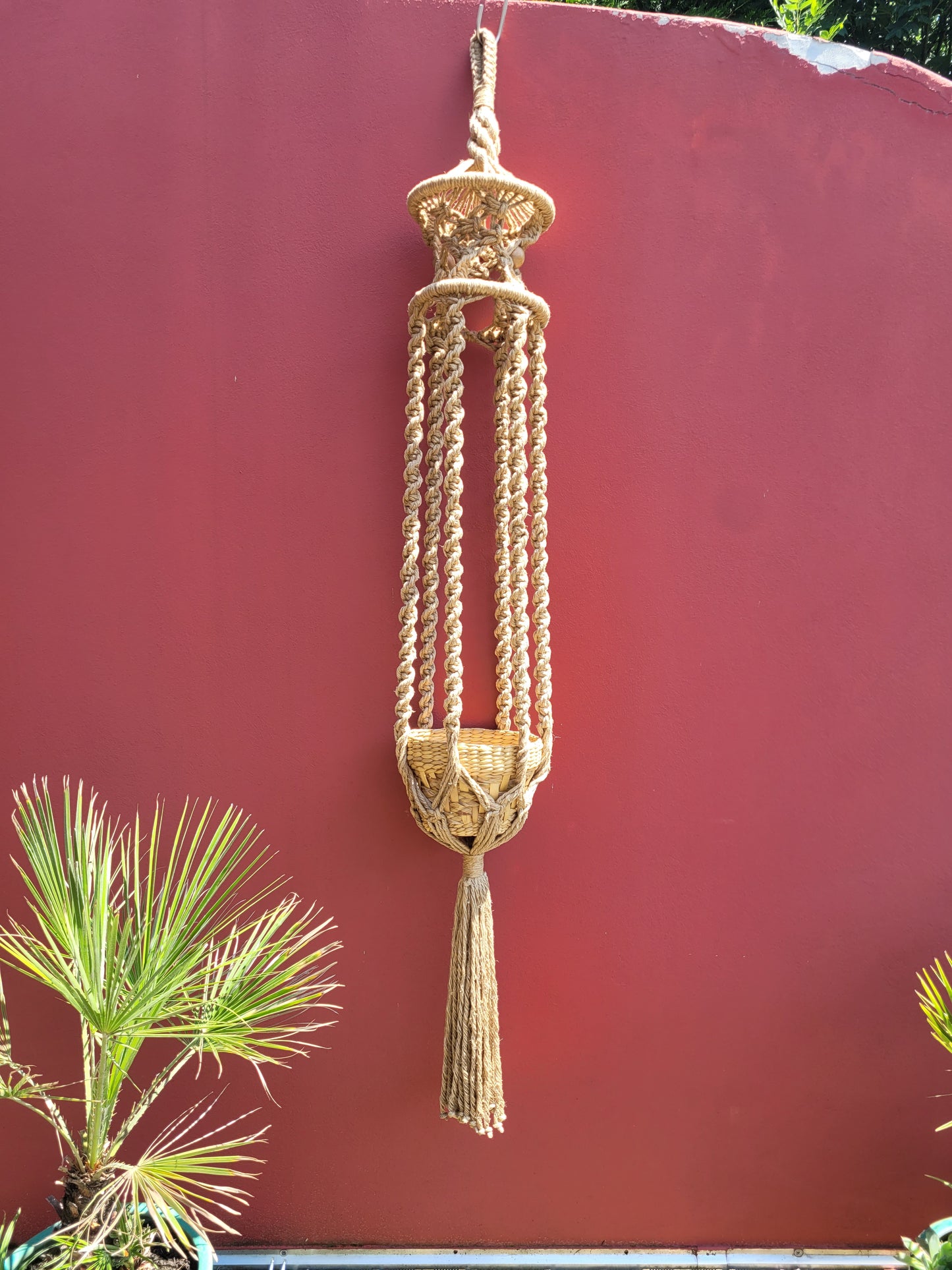 Grand porte-plante en macramé vintage - Ref 459