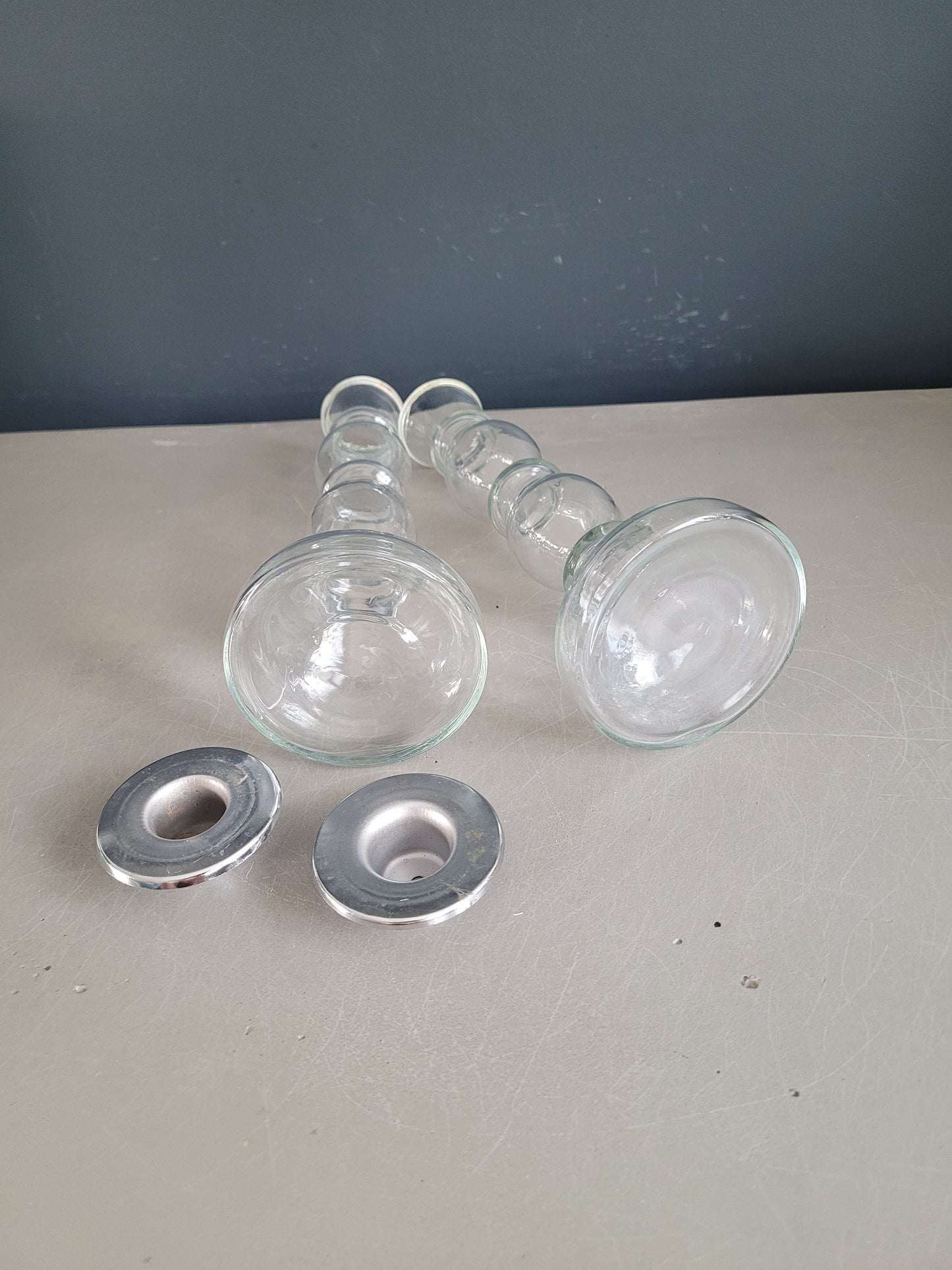 Paire de bougeoirs en verre - Ref 510