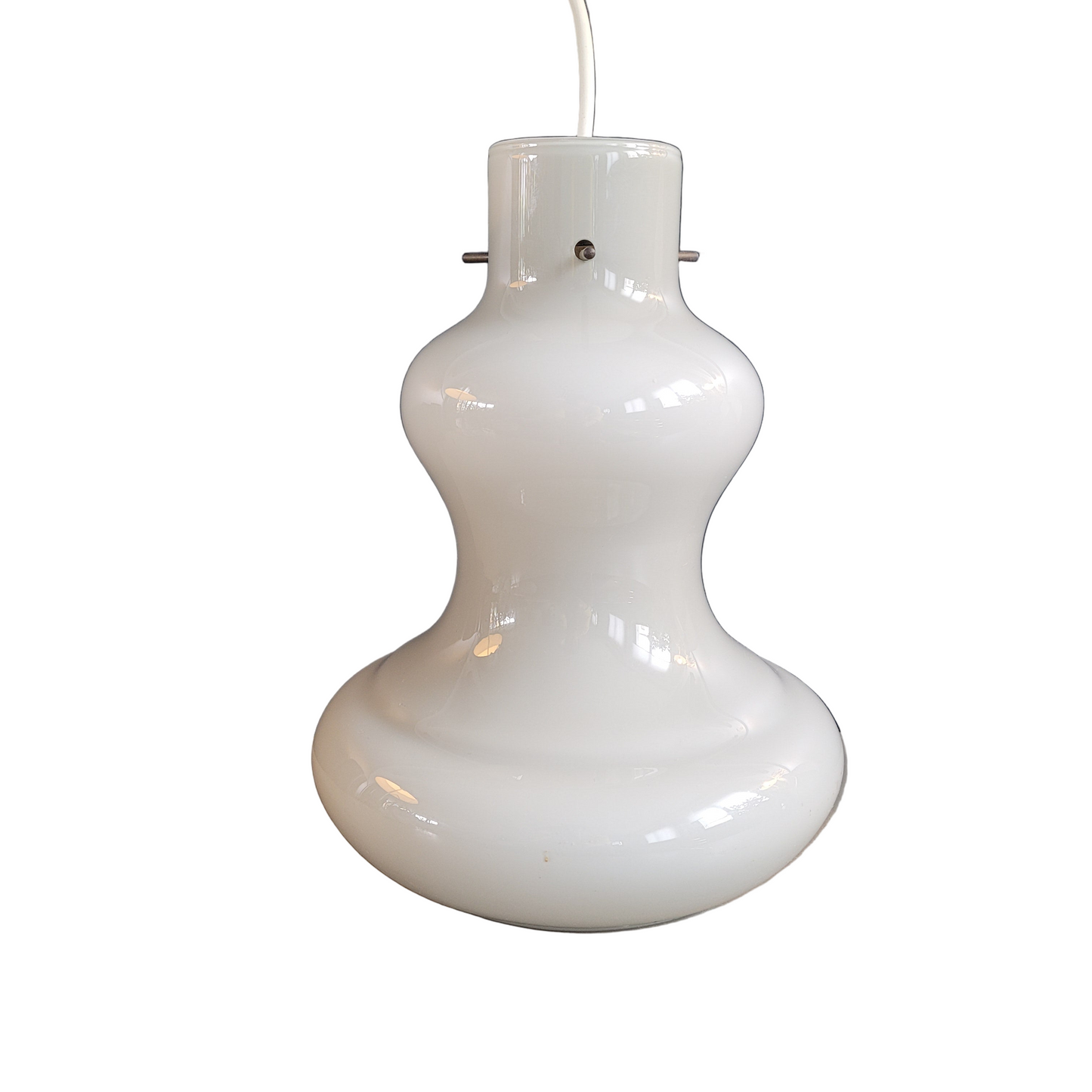 Suspension vintage en verre bicouche gris/blanc - Ref 648