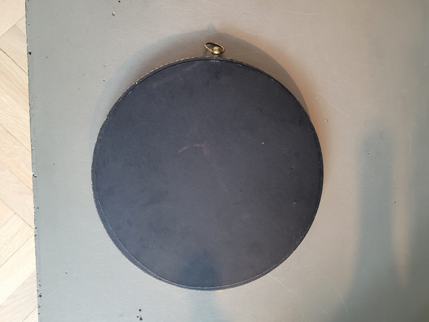 Miroir vintage avec cadre en velours moutarde - Ref 112