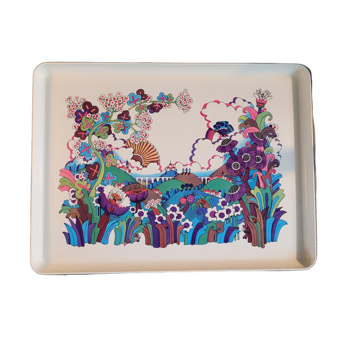 Plateau des années 70 illustré par Jean-Paul Barthe pour Tupperware - Ref 652