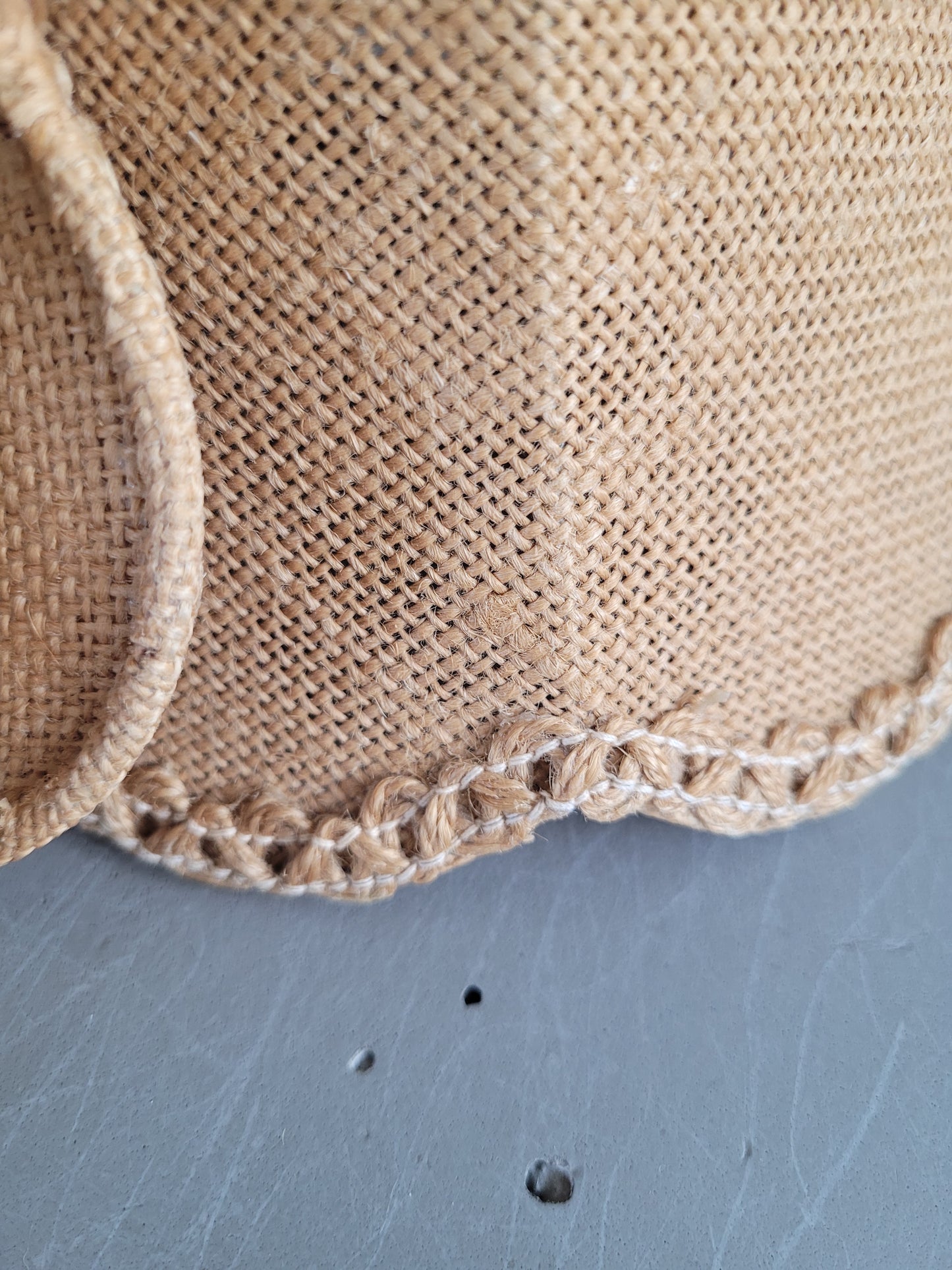 Paire d'abat-jour vintages en toile de jute - Ref 448