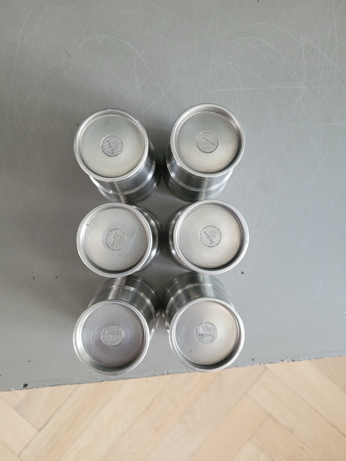 Lot de 6 gobelets Baehler en étain fin - Ref 504