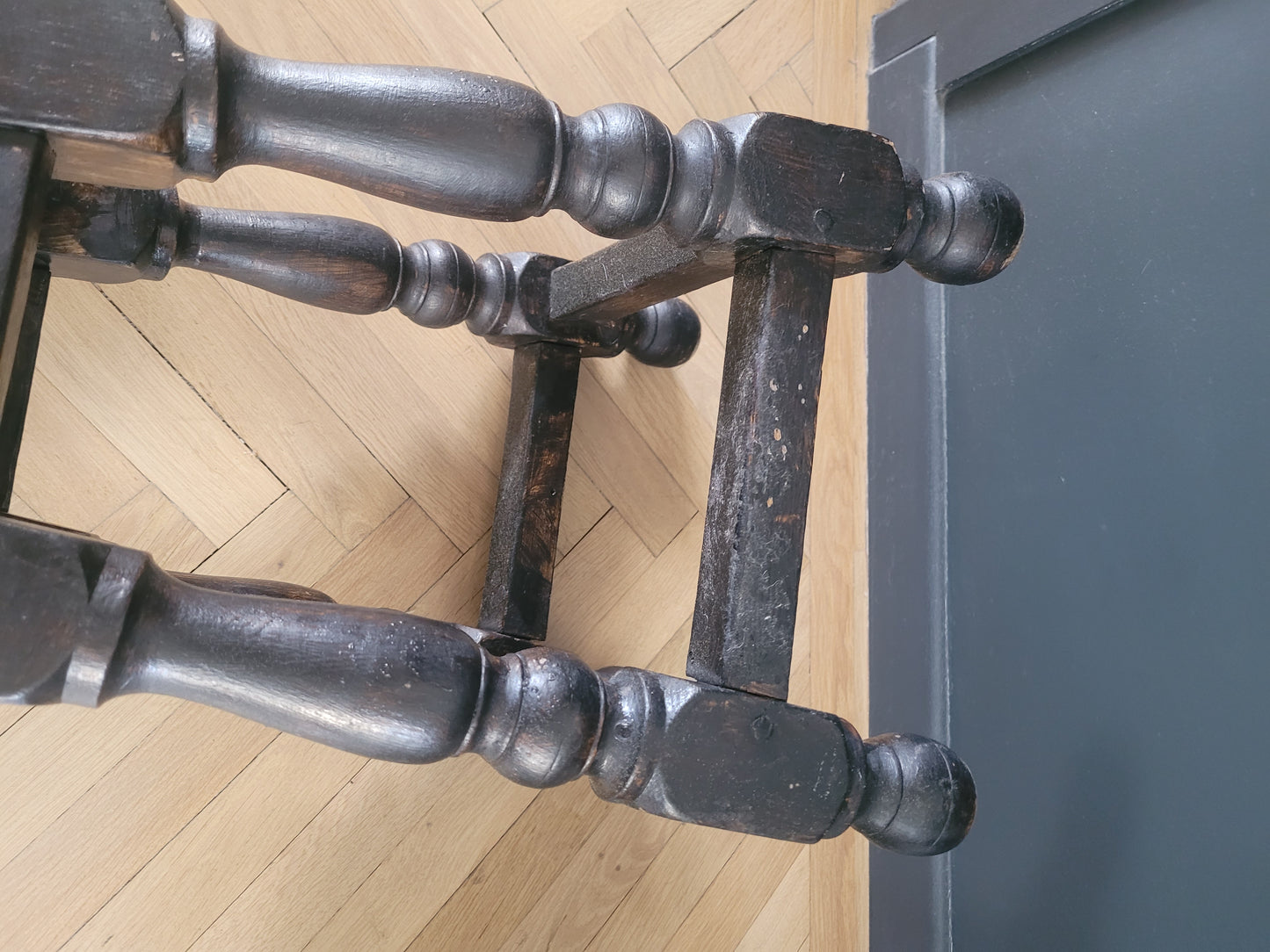 Tabouret ancien en bois pieds tournés - Ref 964