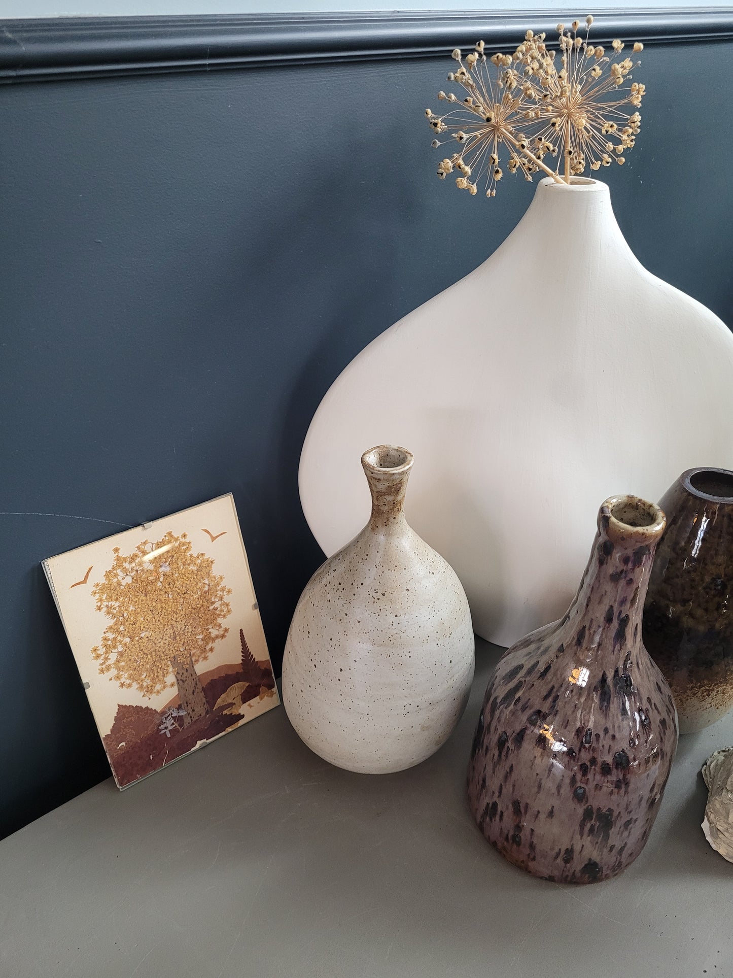 Composition florale sous verre, fleurs séchées - Ref 611