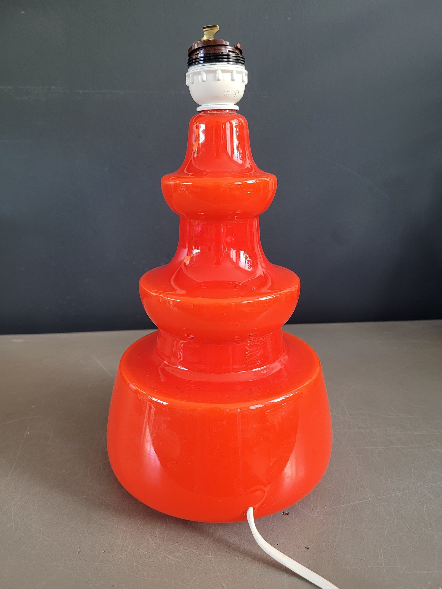 Pied de lampe en verre bicouche orange - Ref 563