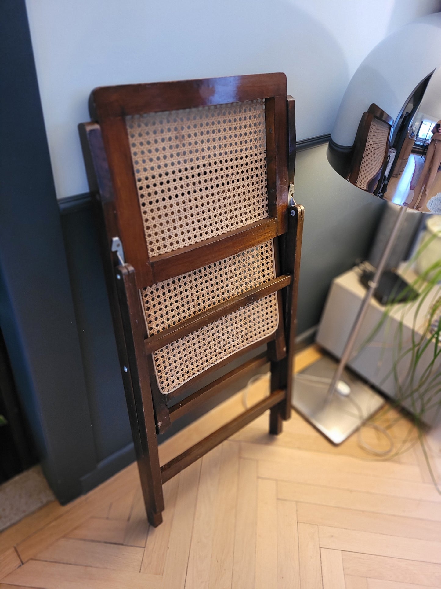 Chaise cannée pliante vintage - Ref 719