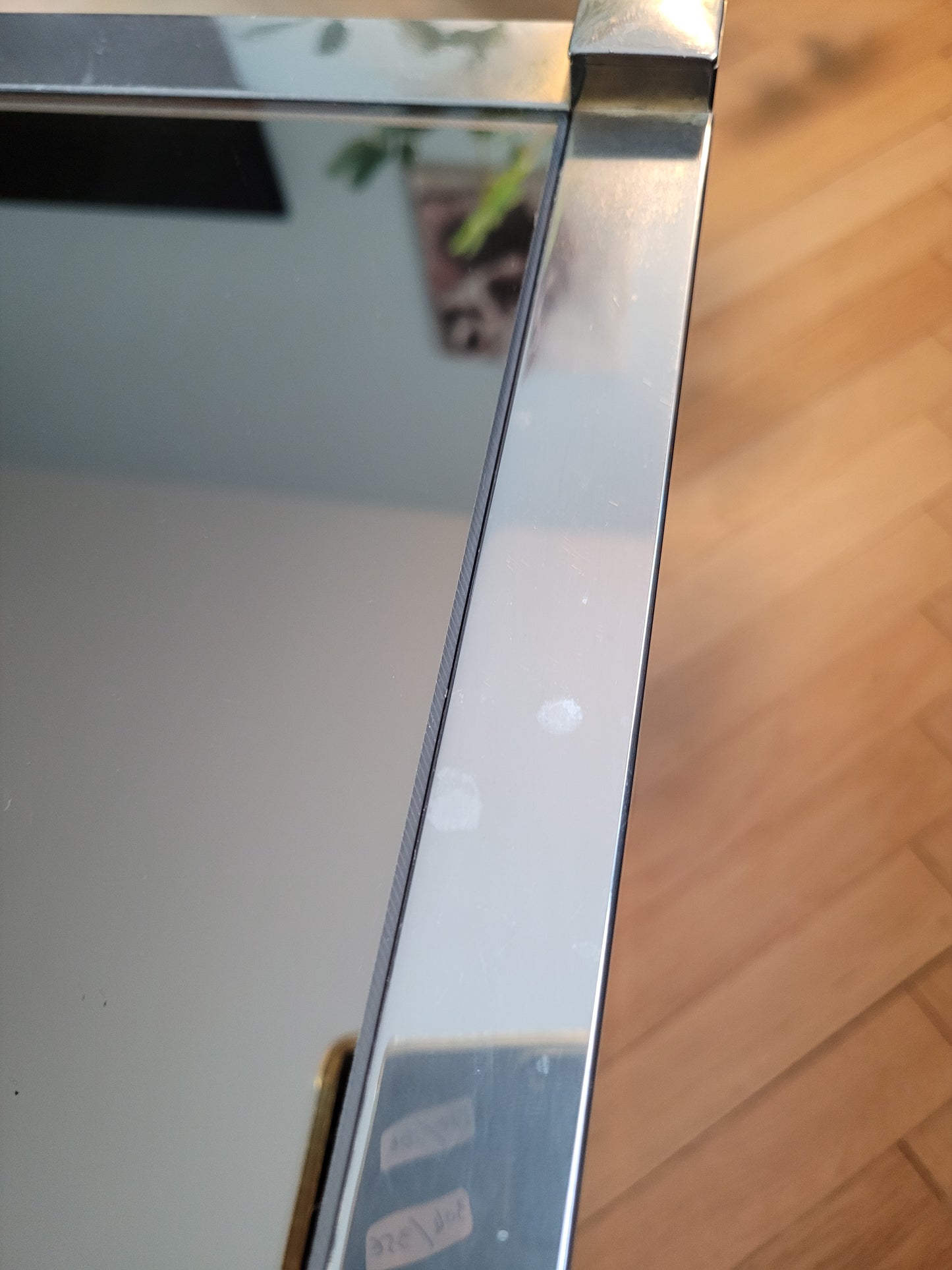 Tables gigognes en métal doré/chromé et miroir ambré - Ref 313