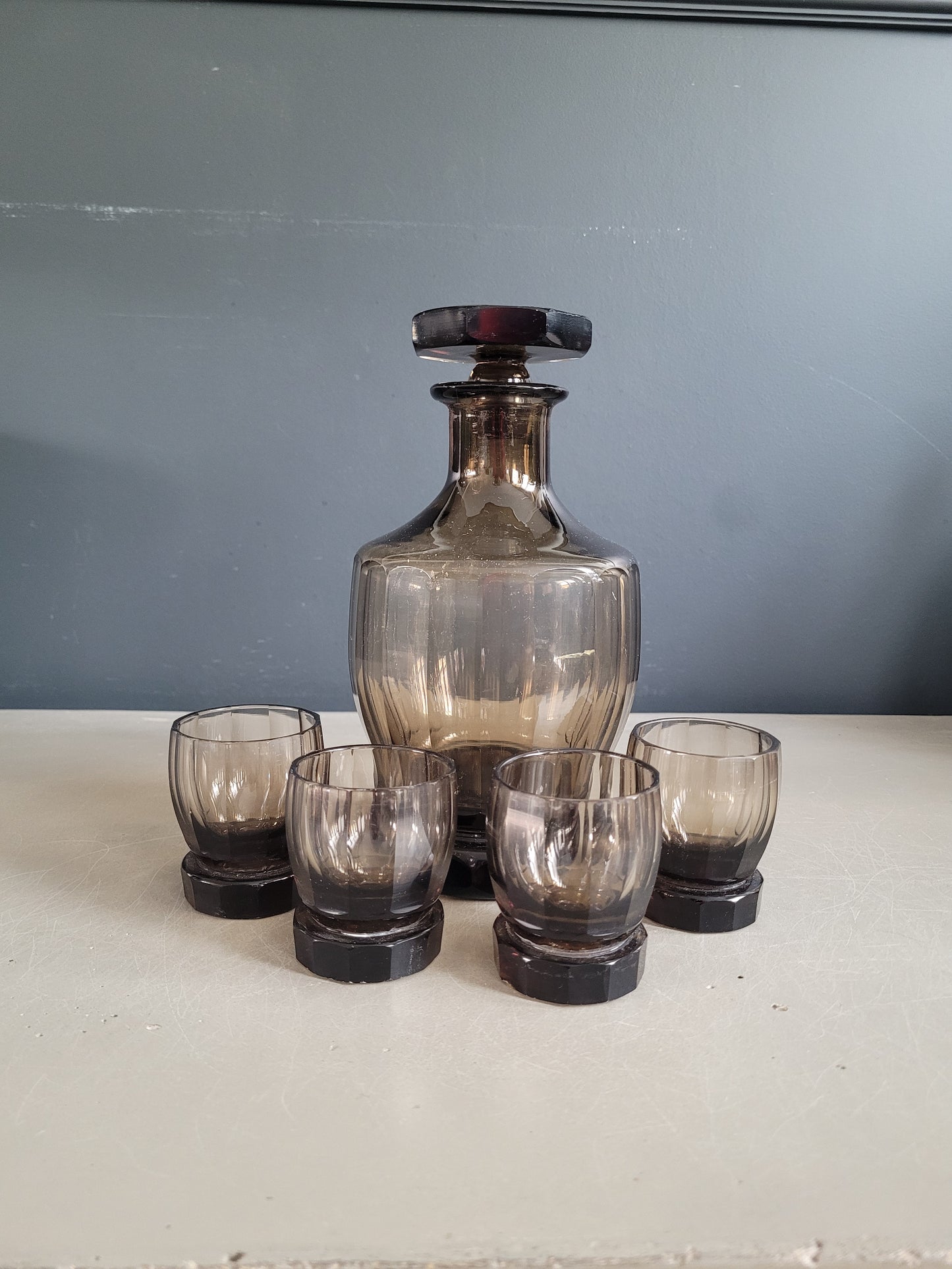 Service à liqueur en verre fumé - Ref 643