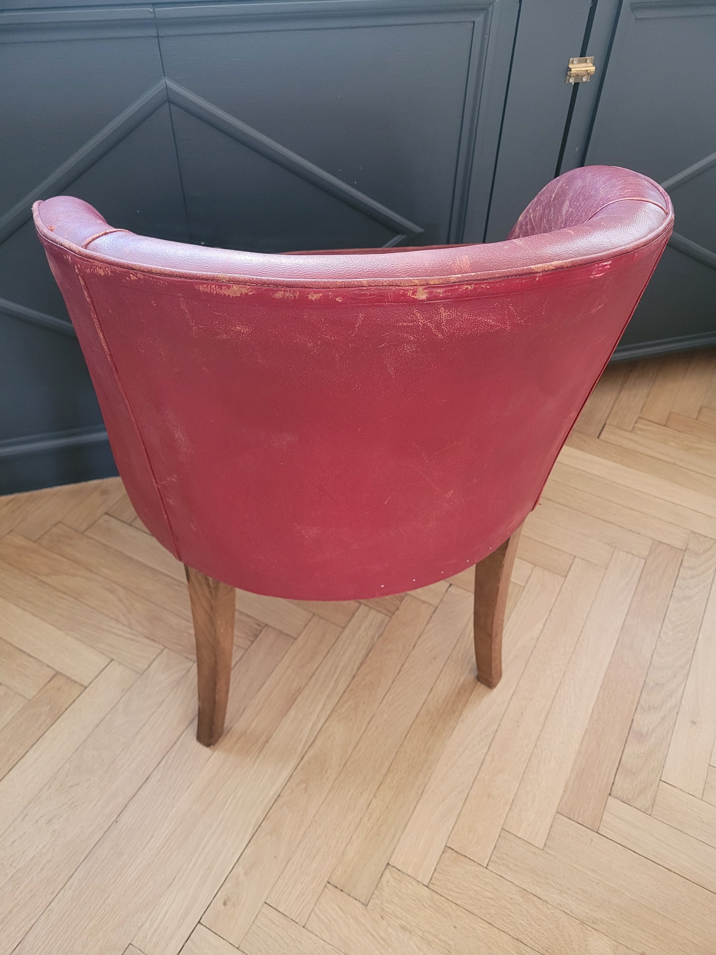 Fauteuil cocktail en cuir rouge- Ref 741