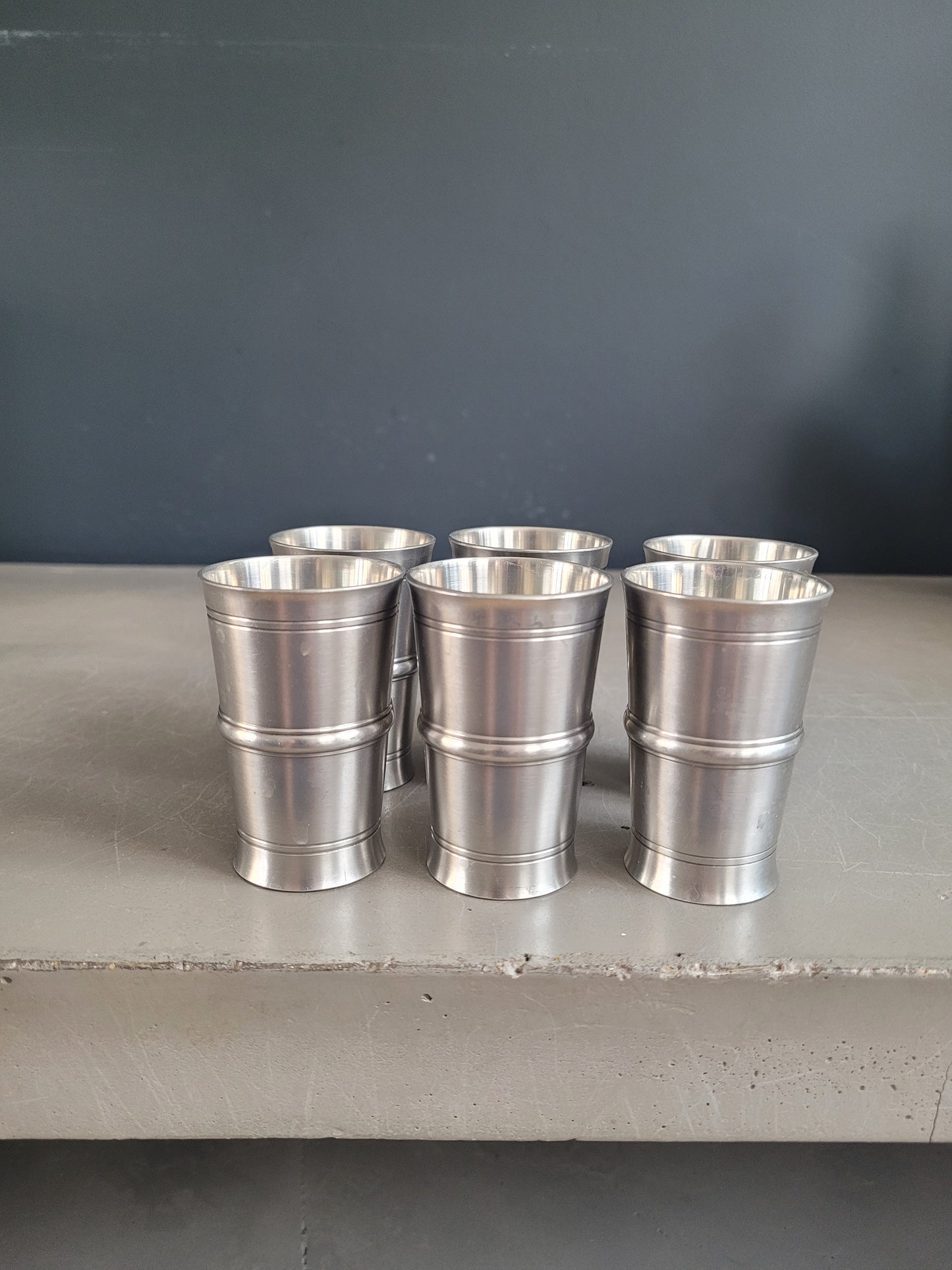 Lot de 6 gobelets Baehler en étain fin - Ref 504