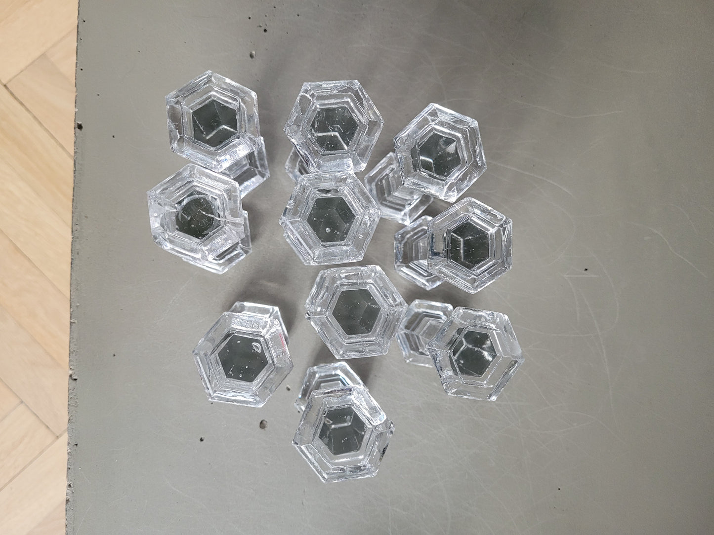 10 porte-couteaux hexagonaux en verre - Ref 308