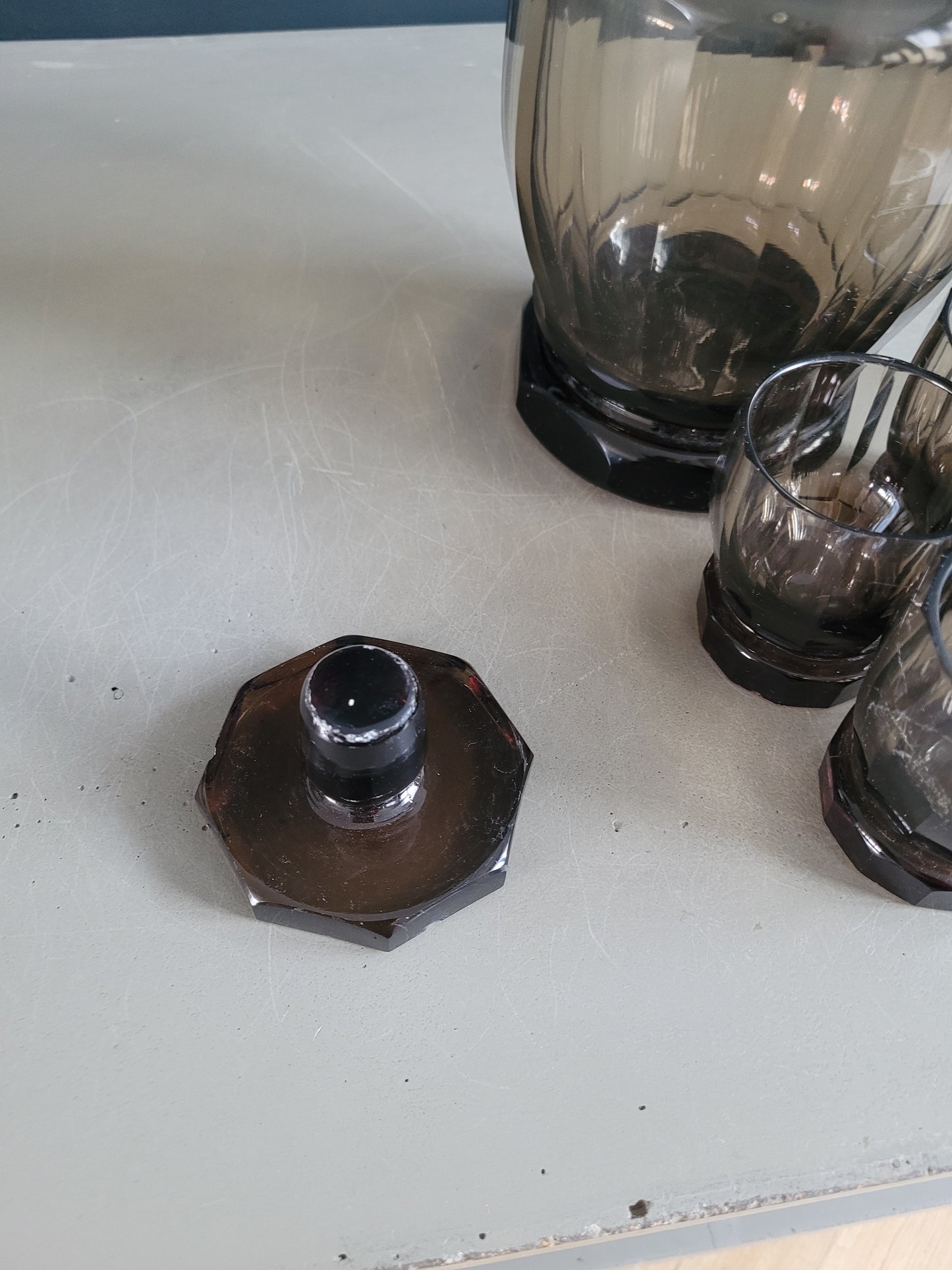 Service à liqueur en verre fumé - Ref 643