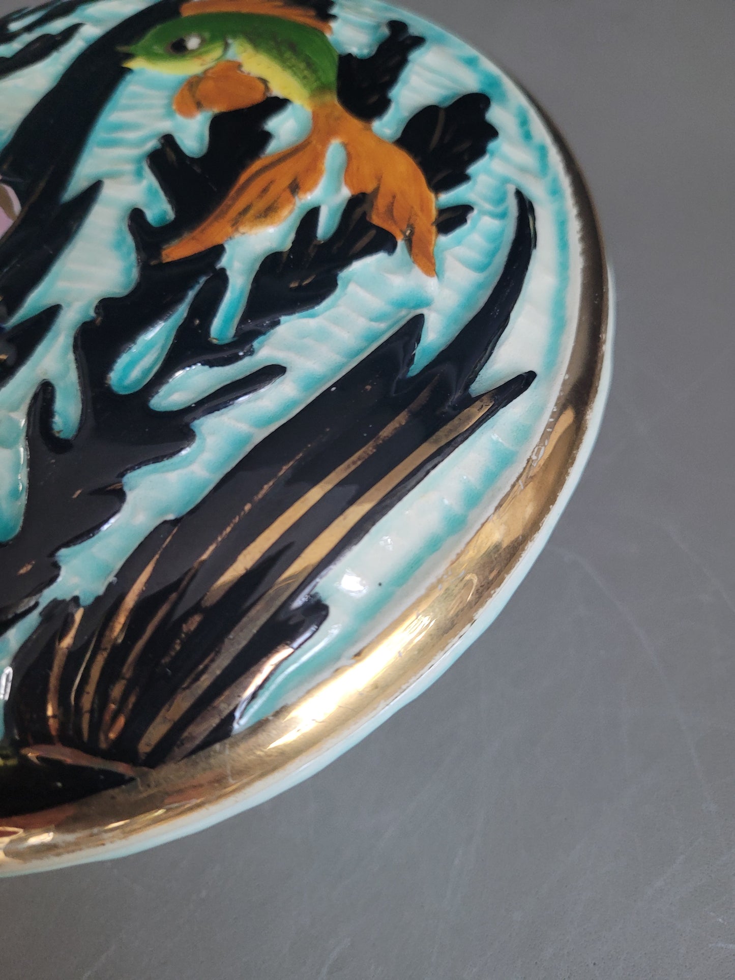 Bonbonnière en porcelaine motifs poisson - Ref 396