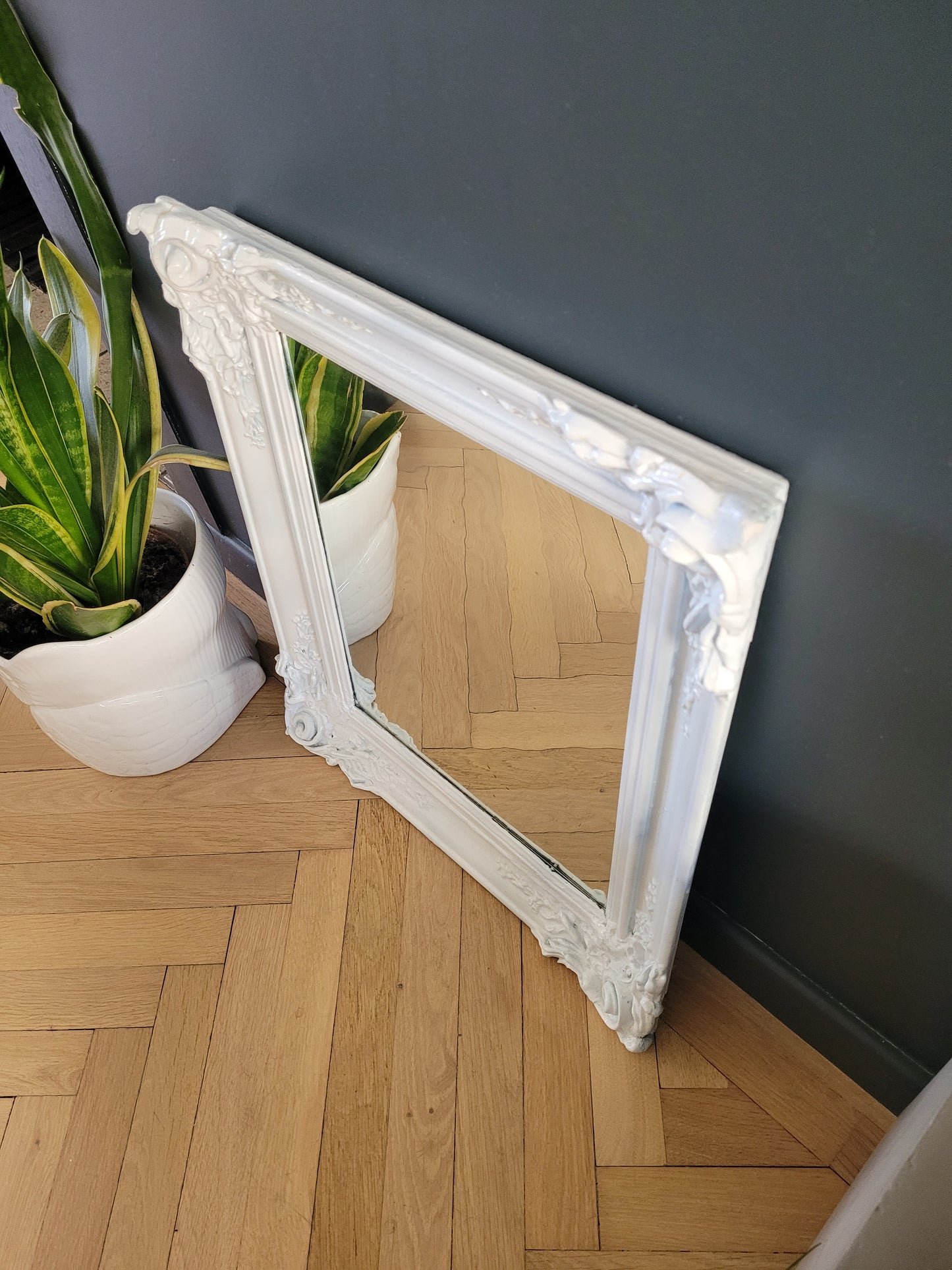 Miroir ancien avec cadre en bois peint - Ref 114
