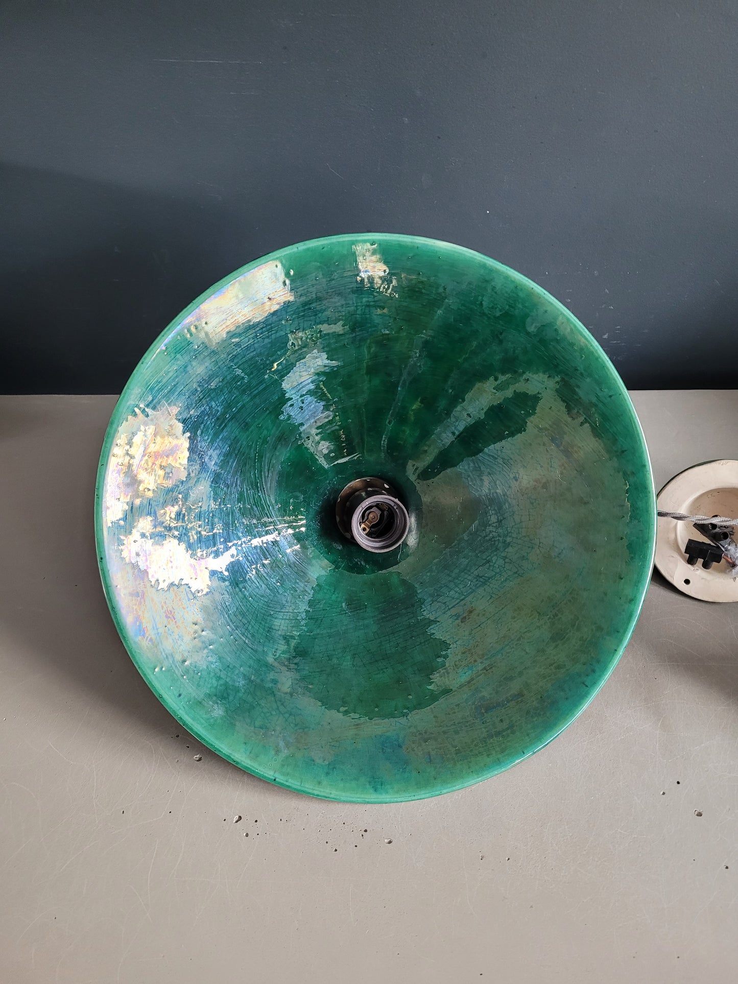 Suspension à poulies en céramique émaillée verte - Ref 641