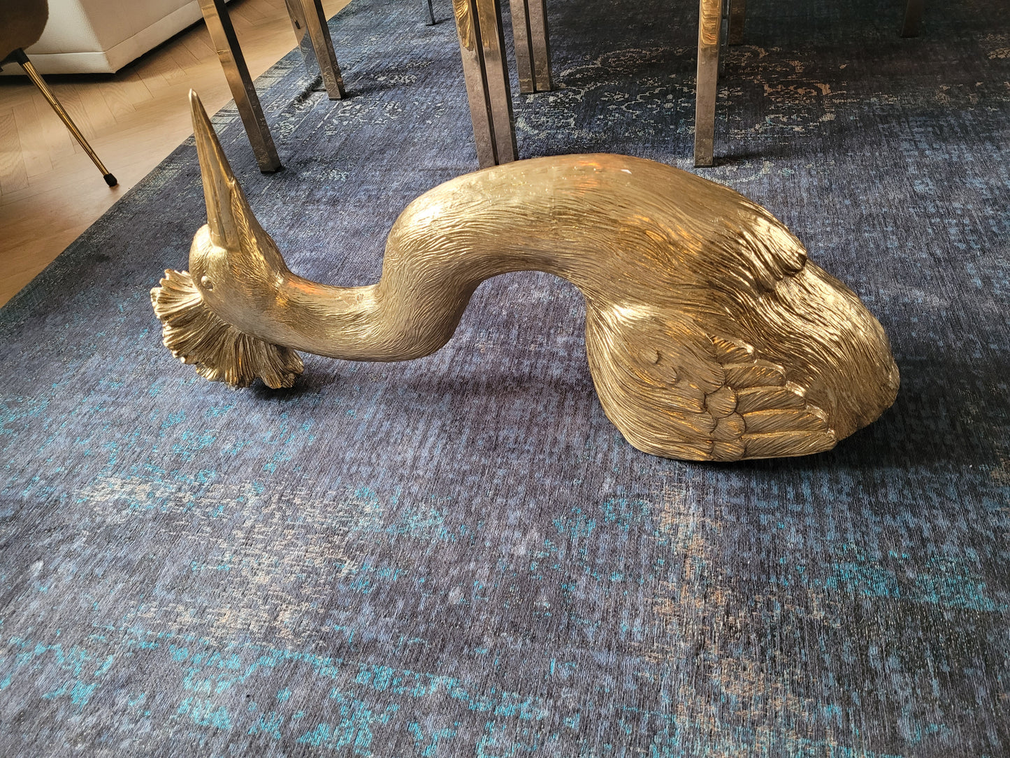 Tête de paon mural doré 85cm - Ref 610