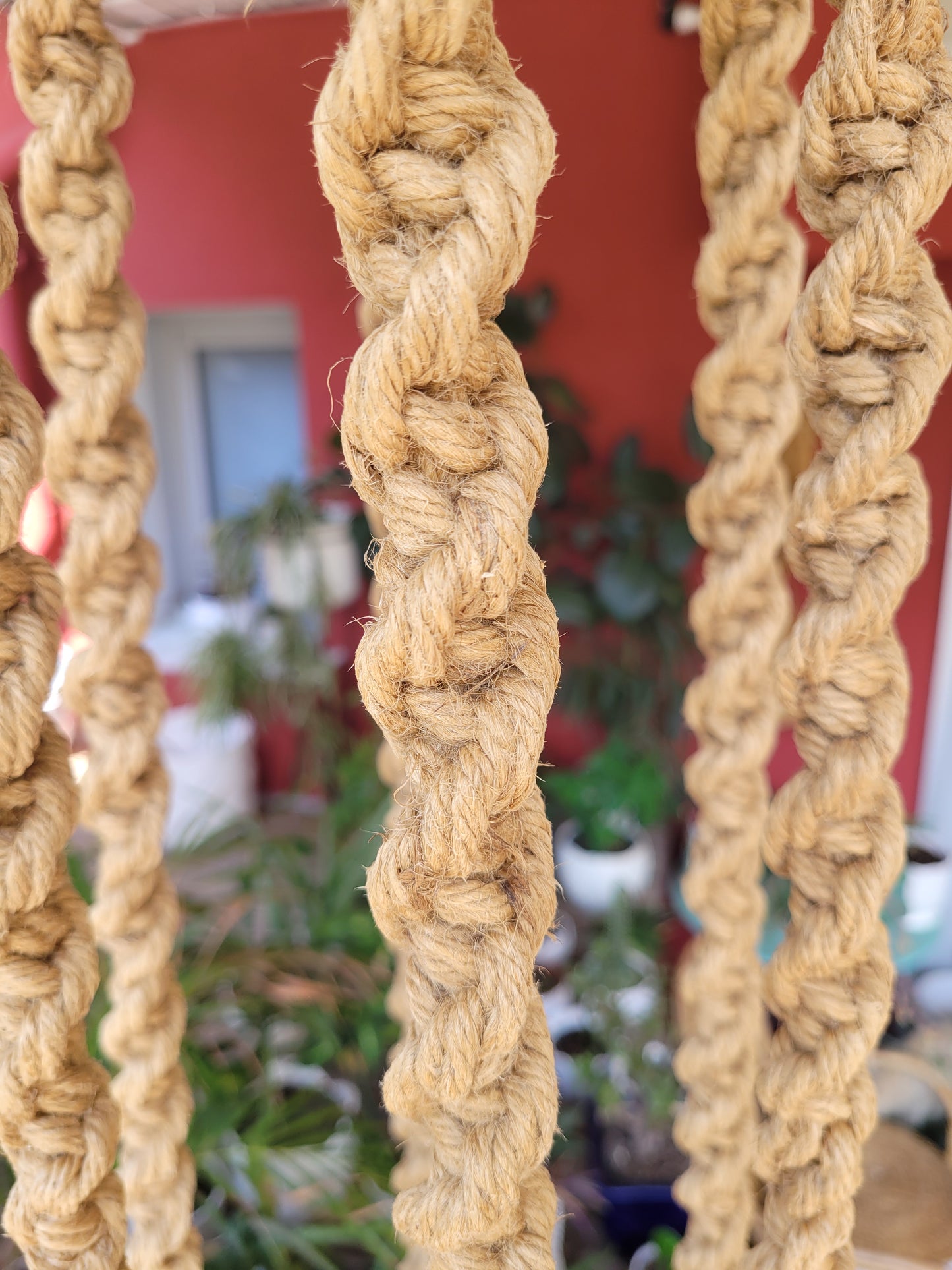 Grand porte-plante en macramé vintage - Ref 459