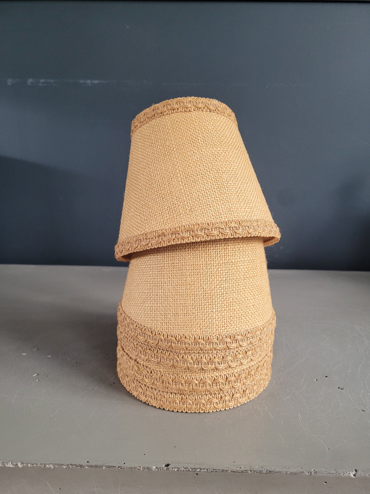 Lot de 5 abat-jour vintages en toile de jute - Ref 473