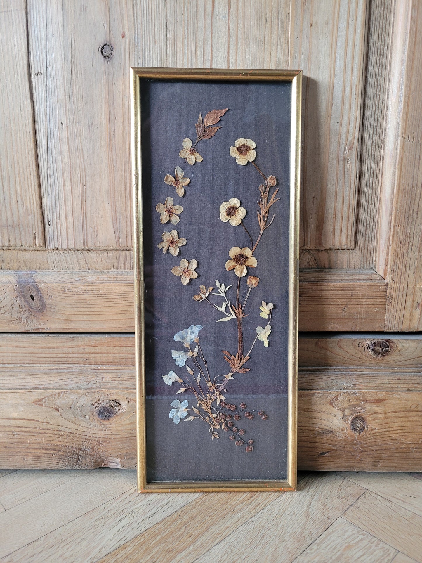 Tableau vintage composition fleurs séchées- Ref 466