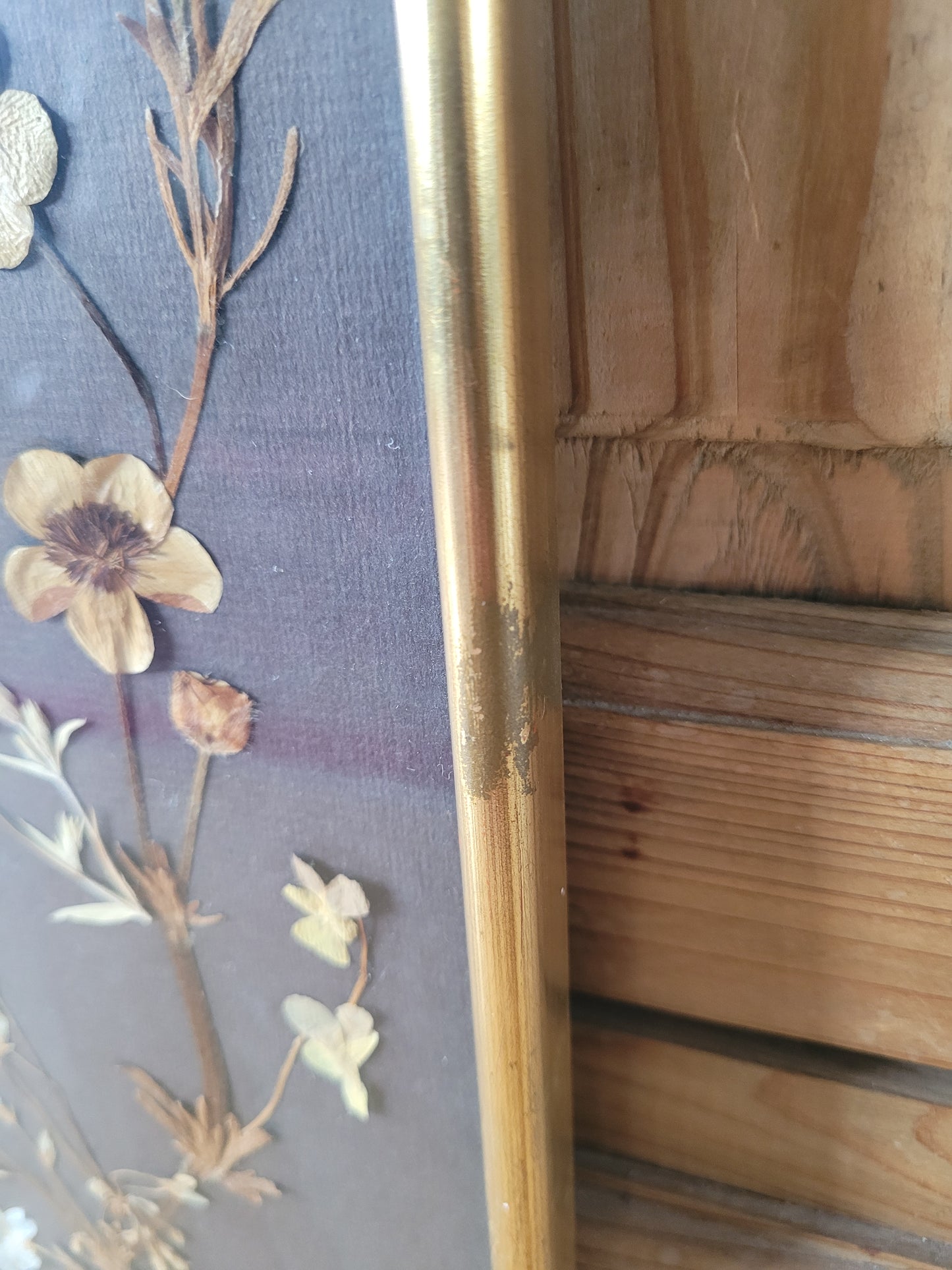 Tableau vintage composition fleurs séchées- Ref 466