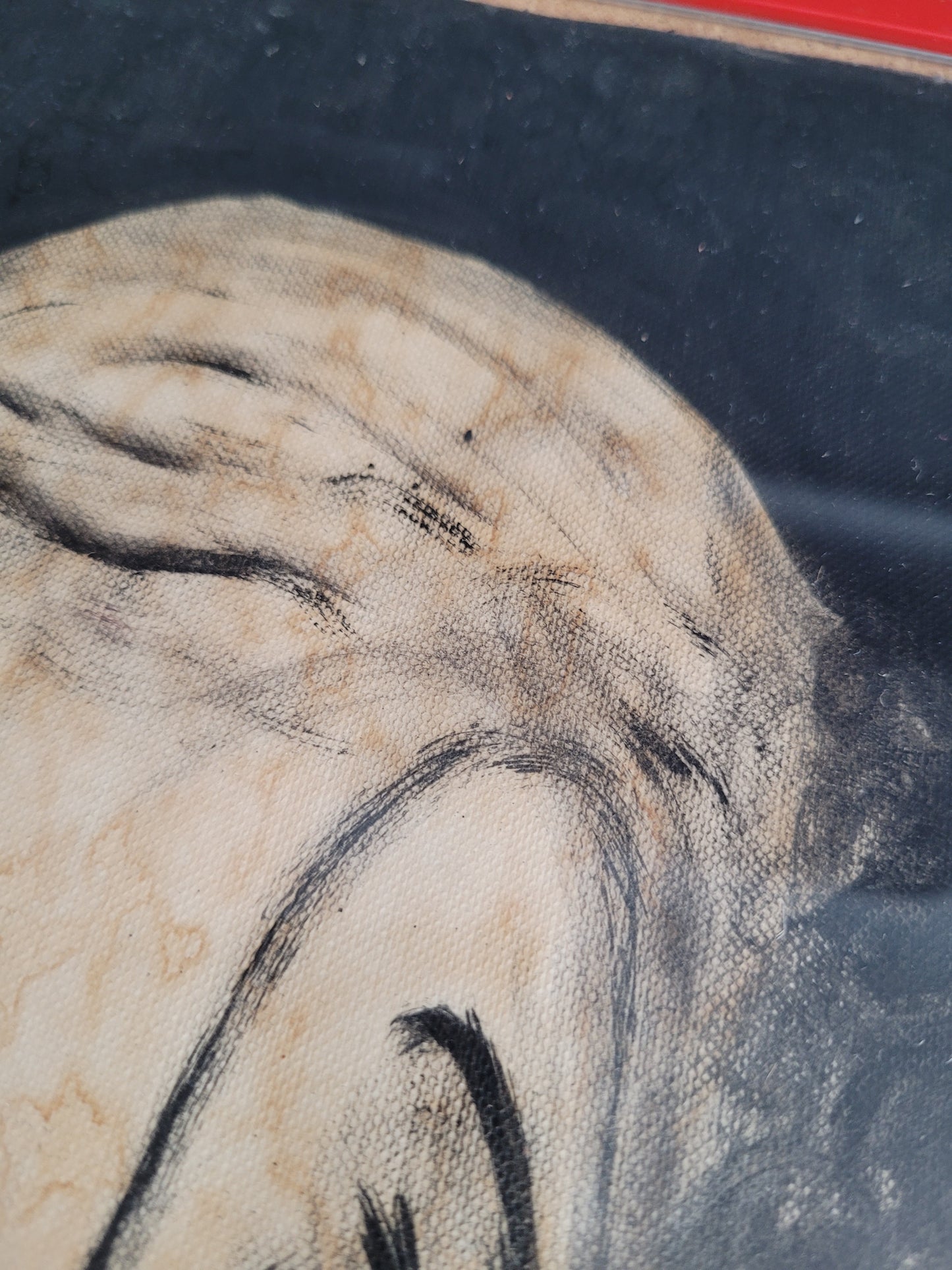 Peinture Clown sur papier toilé, signée - Ref 613