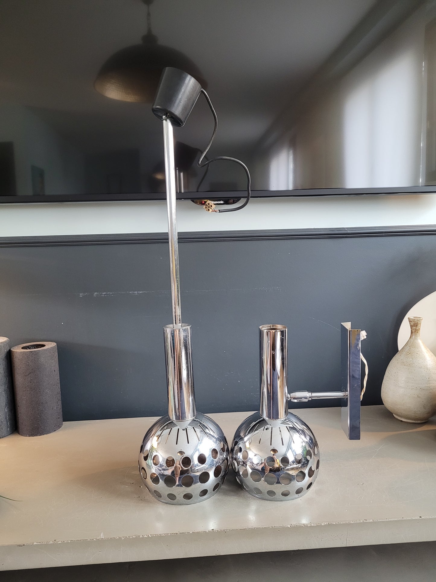 Ensemble applique + suspension vintages chromées - Ref 650