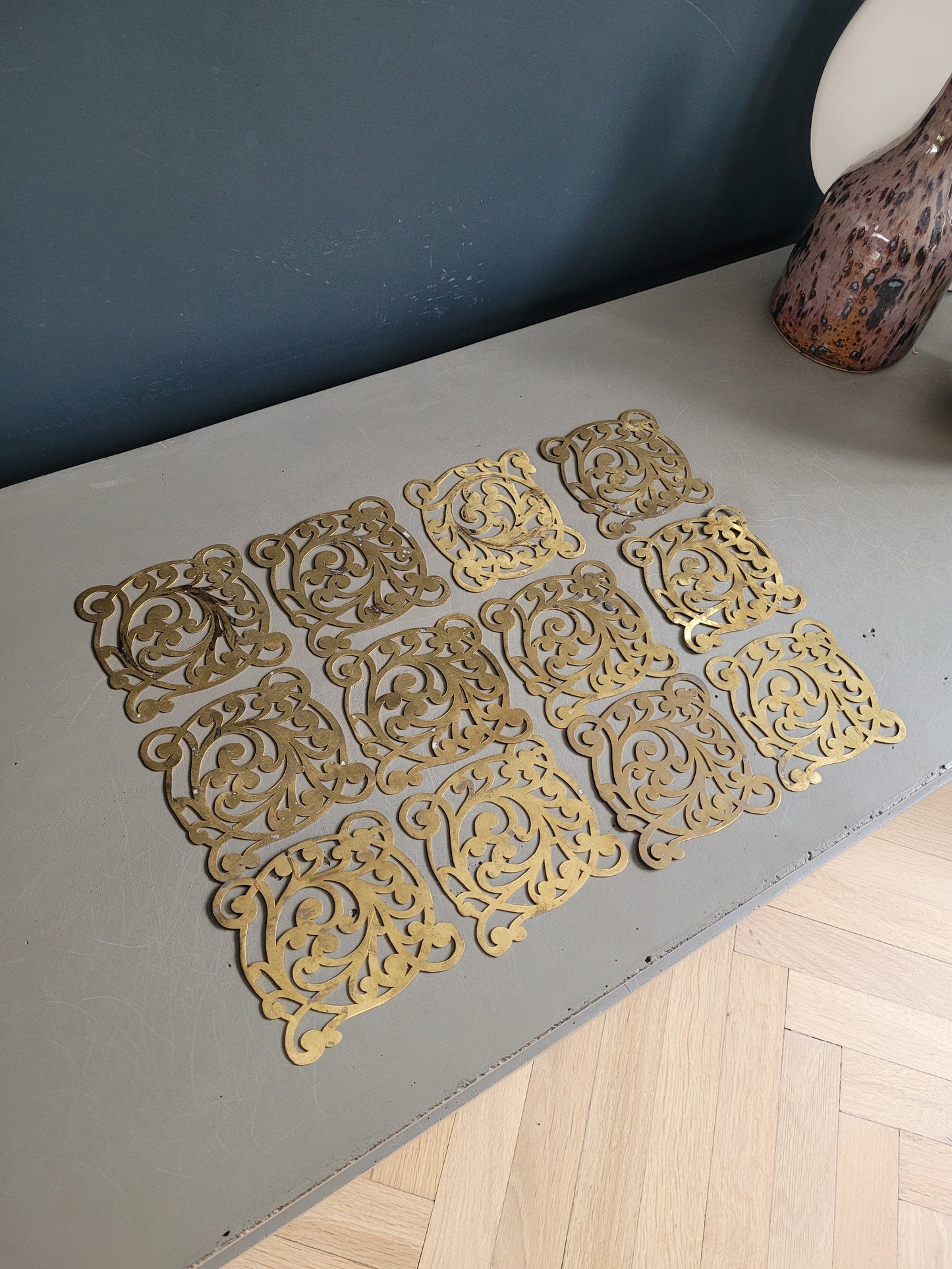 Lot de 12 sous-verres en laiton - Ref 369