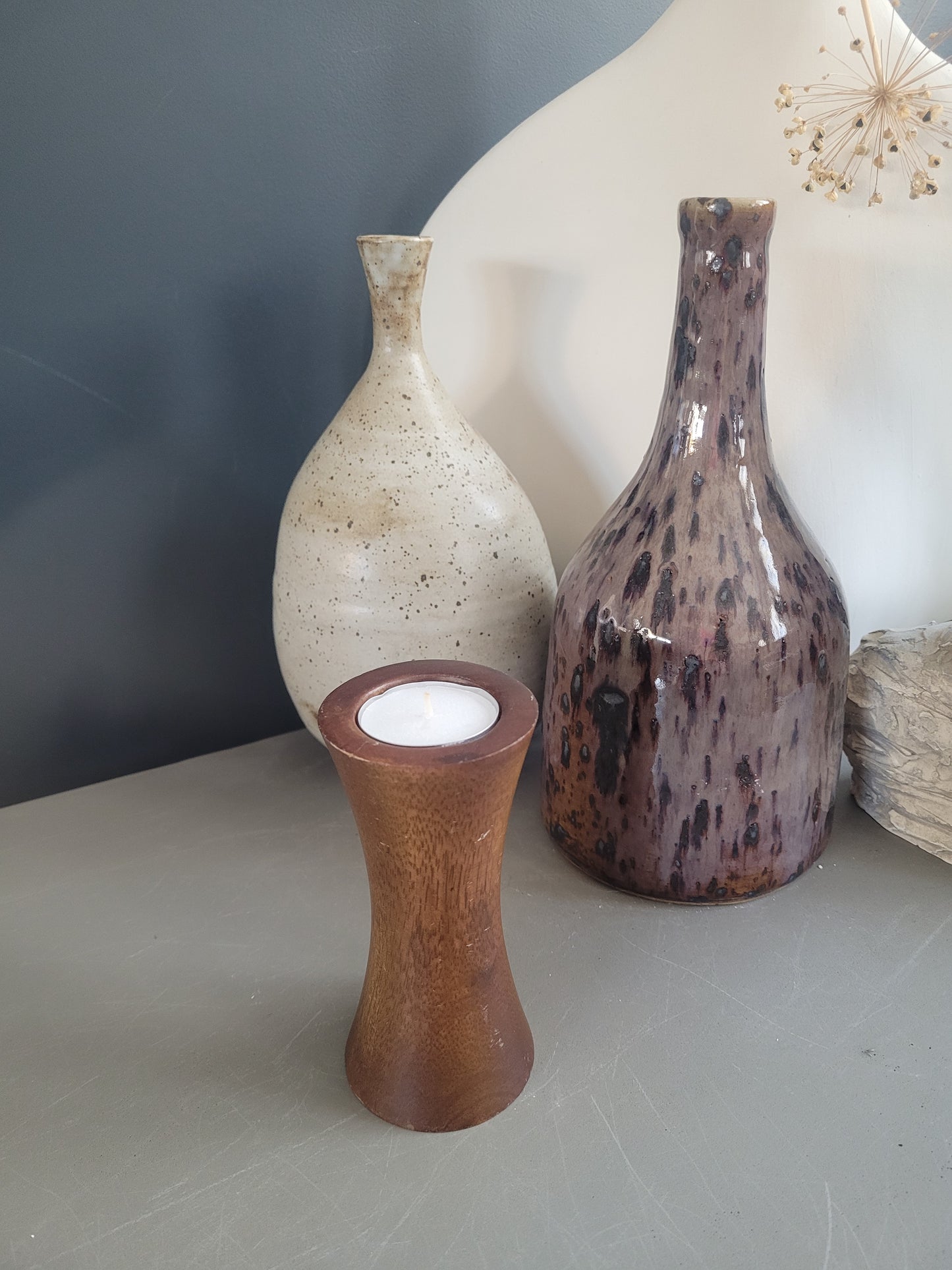 Bougeoir scandinave en teck - Ref 1128