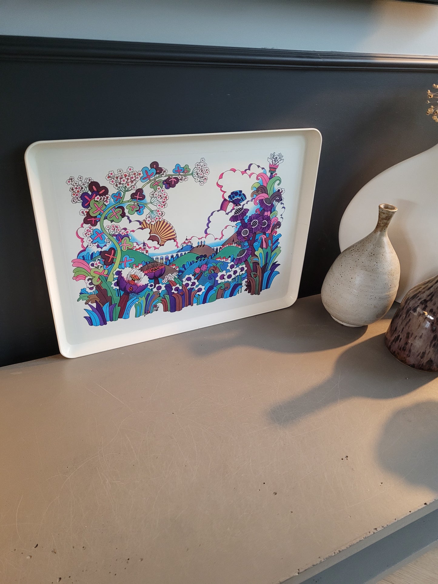 Plateau des années 70 illustré par Jean-Paul Barthe pour Tupperware - Ref 652