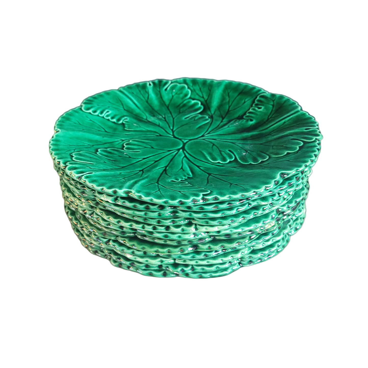 12 assiettes Rigal & Sanejouand faïencerie Clairefontaine en barbotine - Ref 631