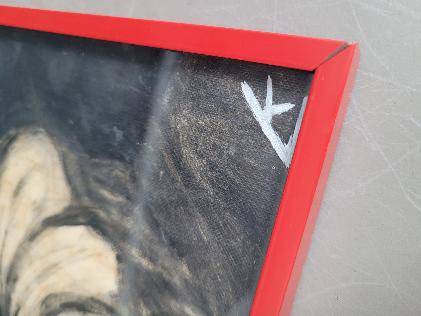 Peinture Clown sur papier toilé, signée - Ref 613