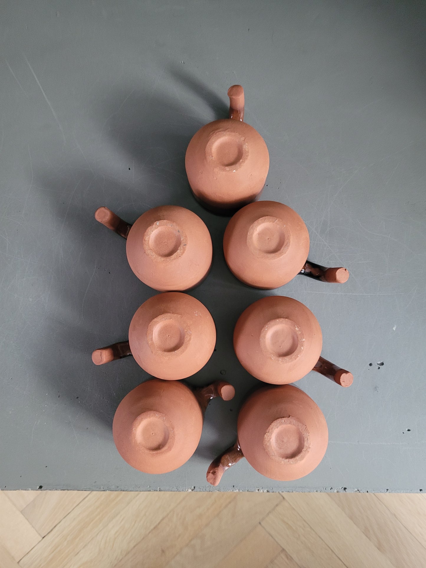 Lot de 7 tasses à café en terre cuite émaillée- Ref 520