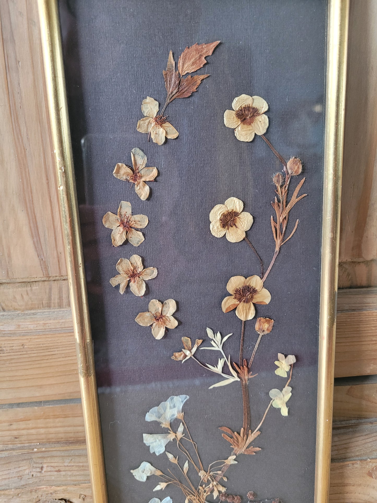 Tableau vintage composition fleurs séchées- Ref 466