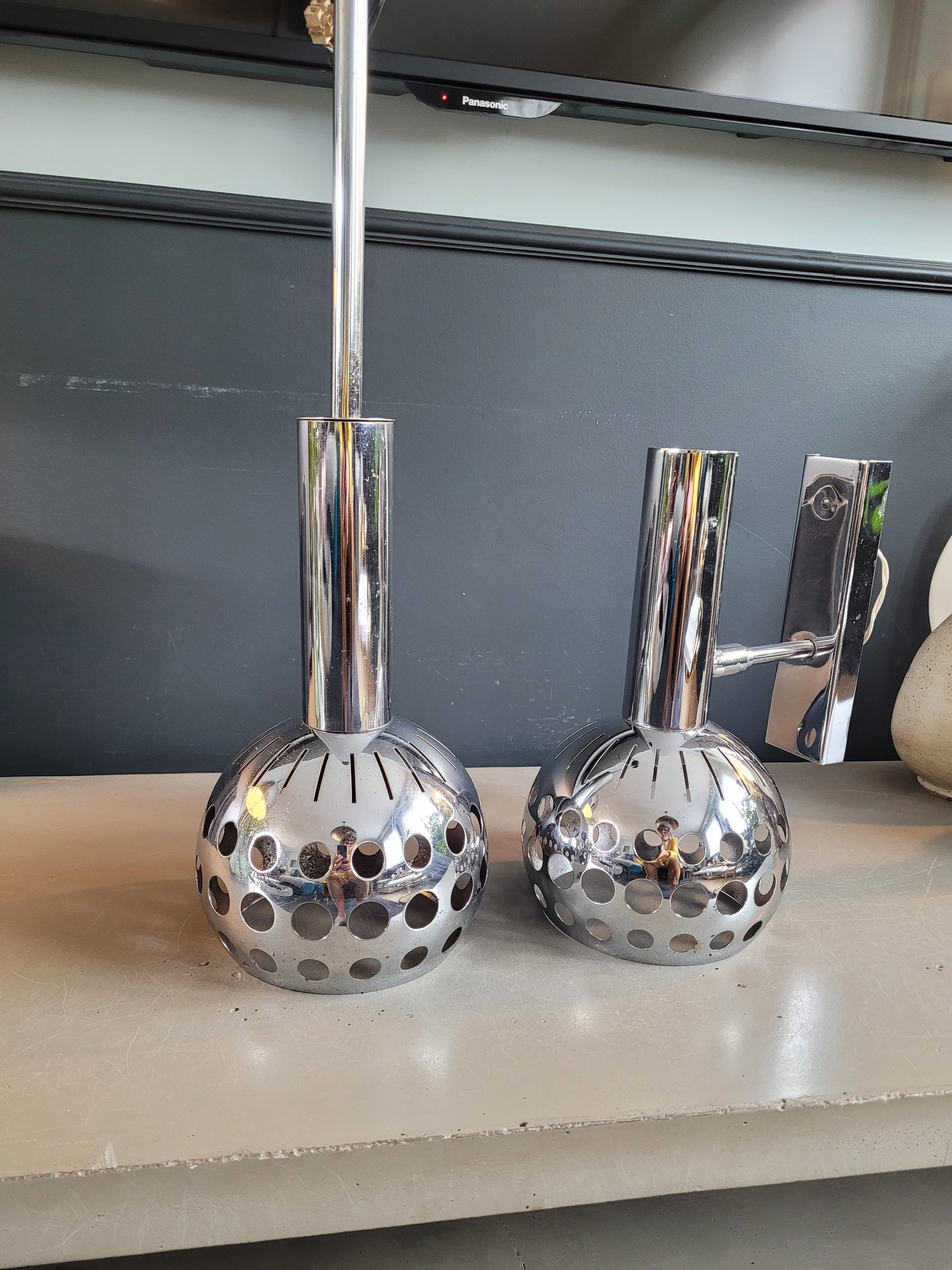 Ensemble applique + suspension vintages chromées - Ref 650