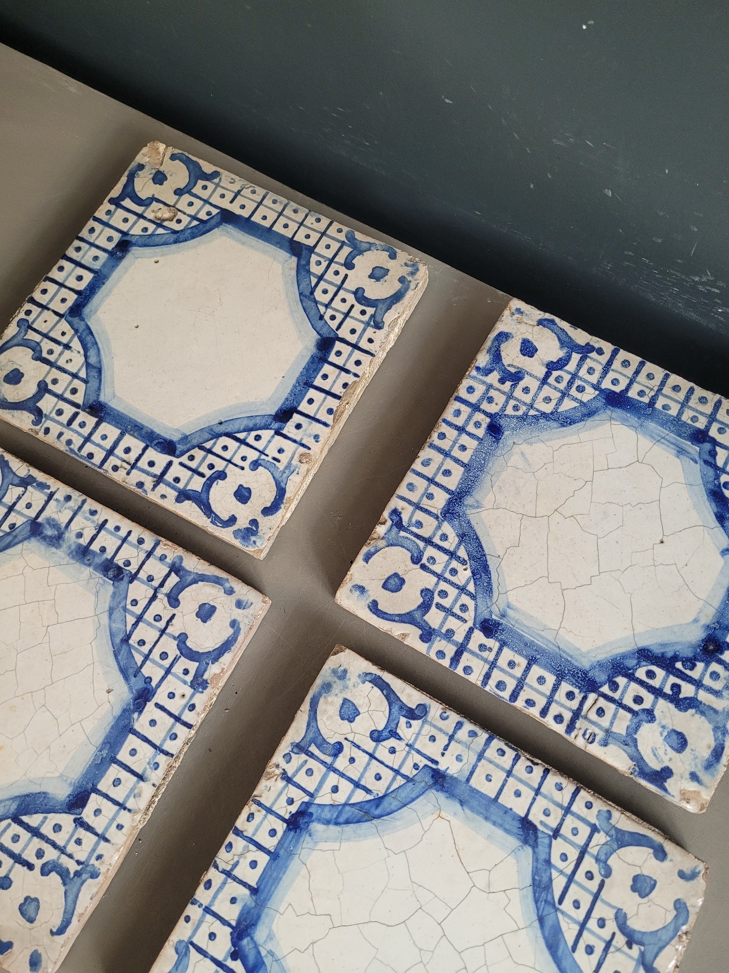 4 carreaux faïence italienne ancienne - Tomasso Bruno - Ref 796