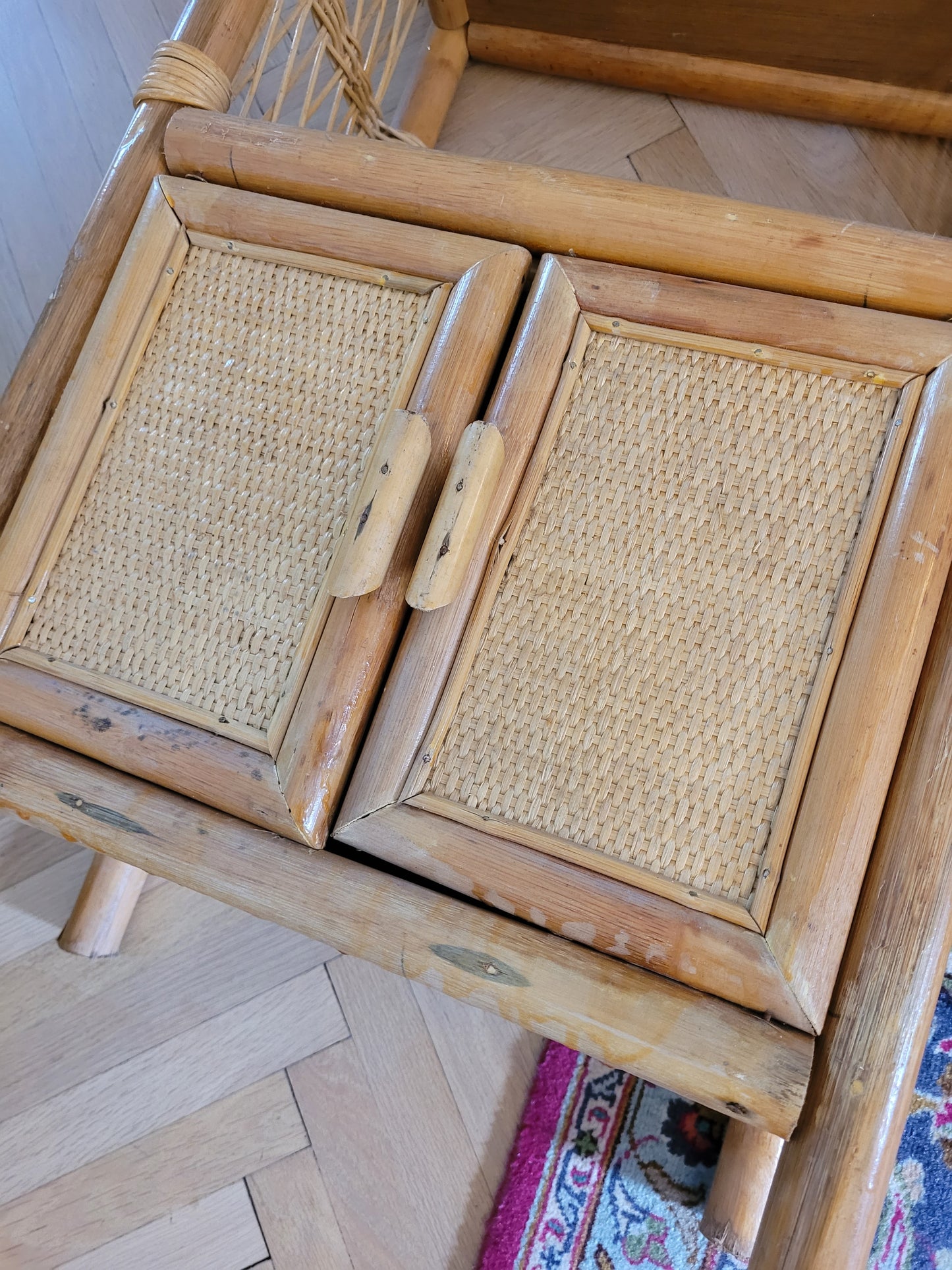 Étagère vintage en bambou et rotin - Ref 691